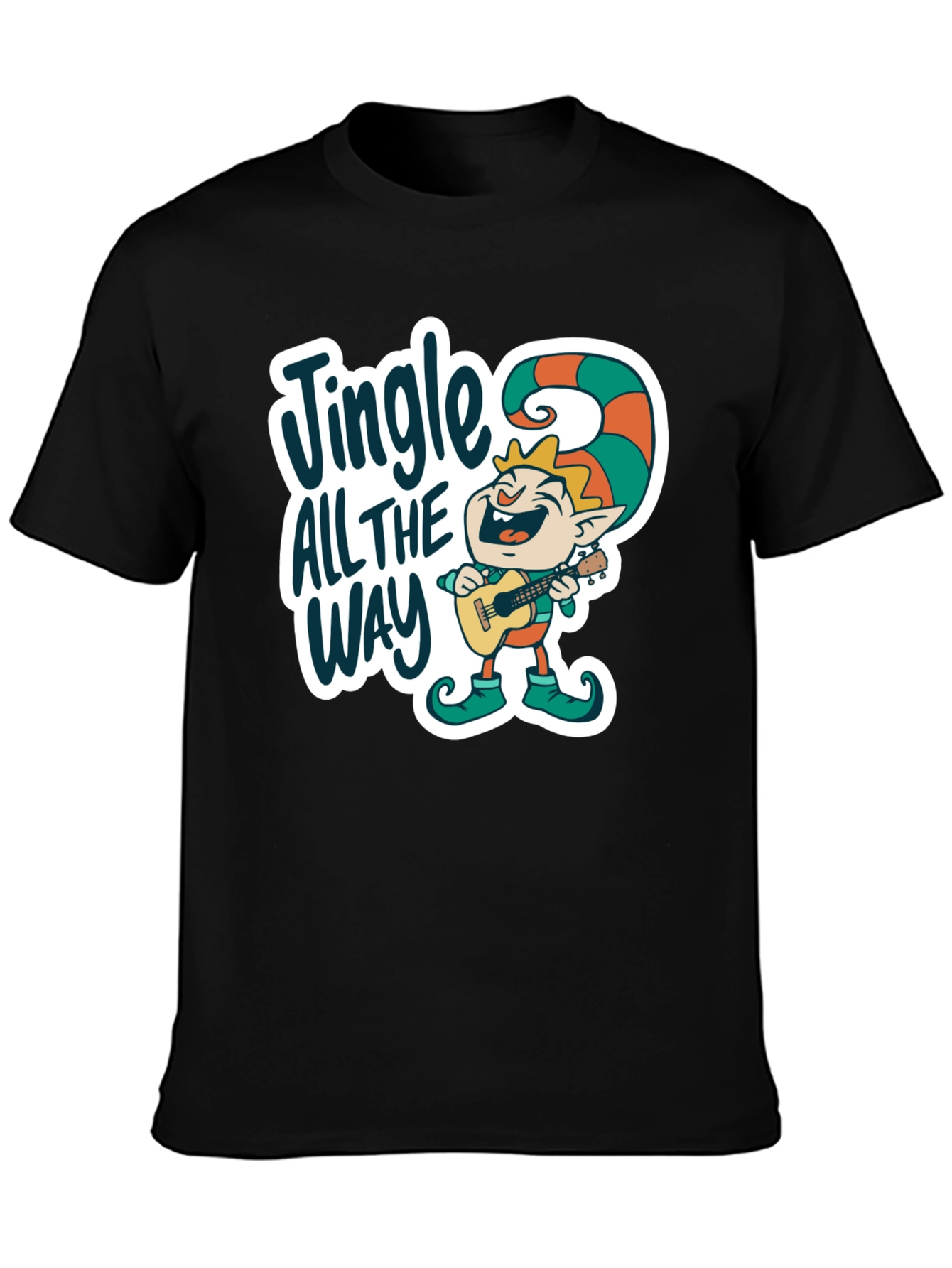 Black Jingle All The Way Elf T-Shirt view 3