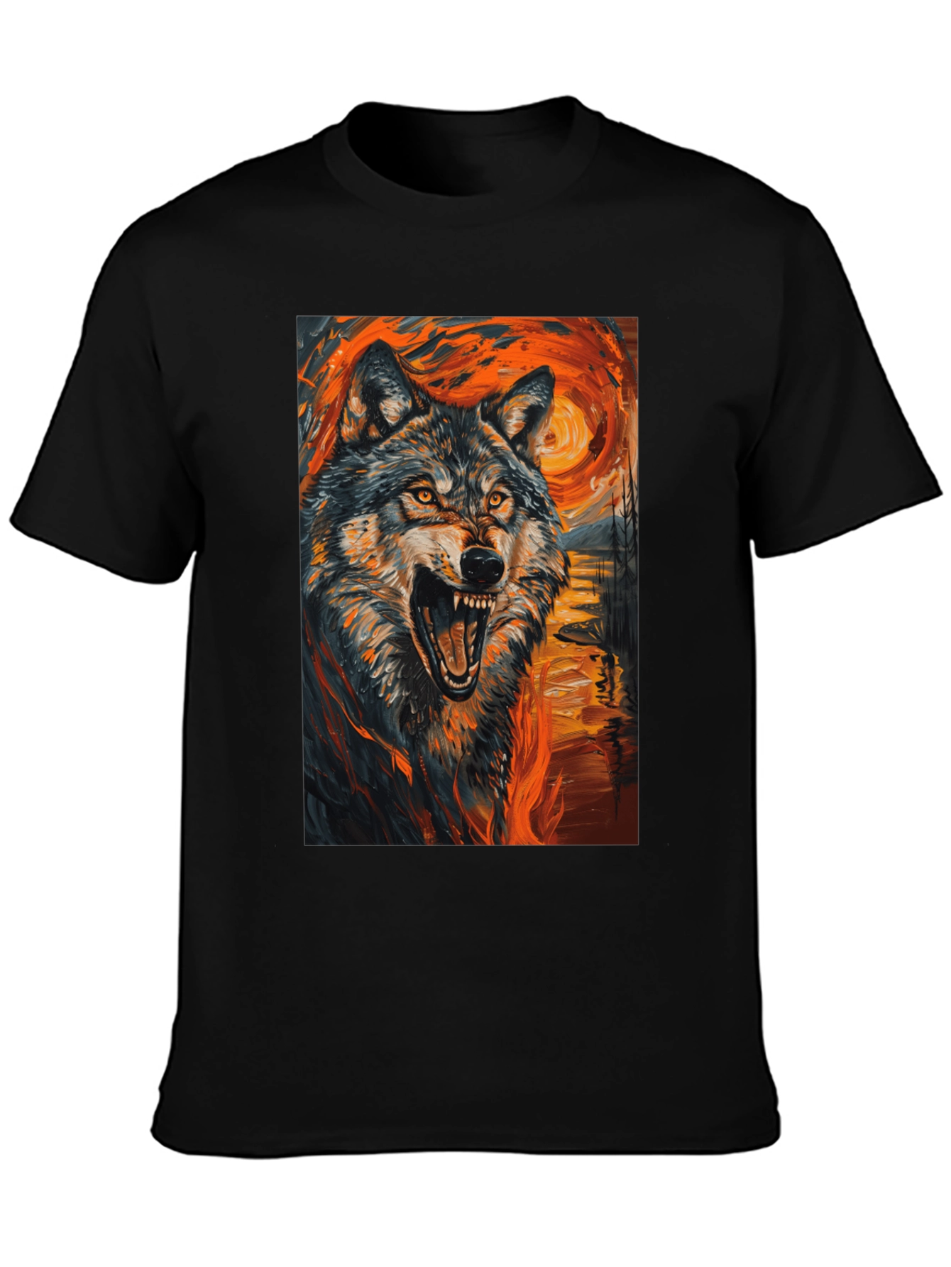 Black Wolf Art T-Shirt - Vibrant Graphic Tee view 3