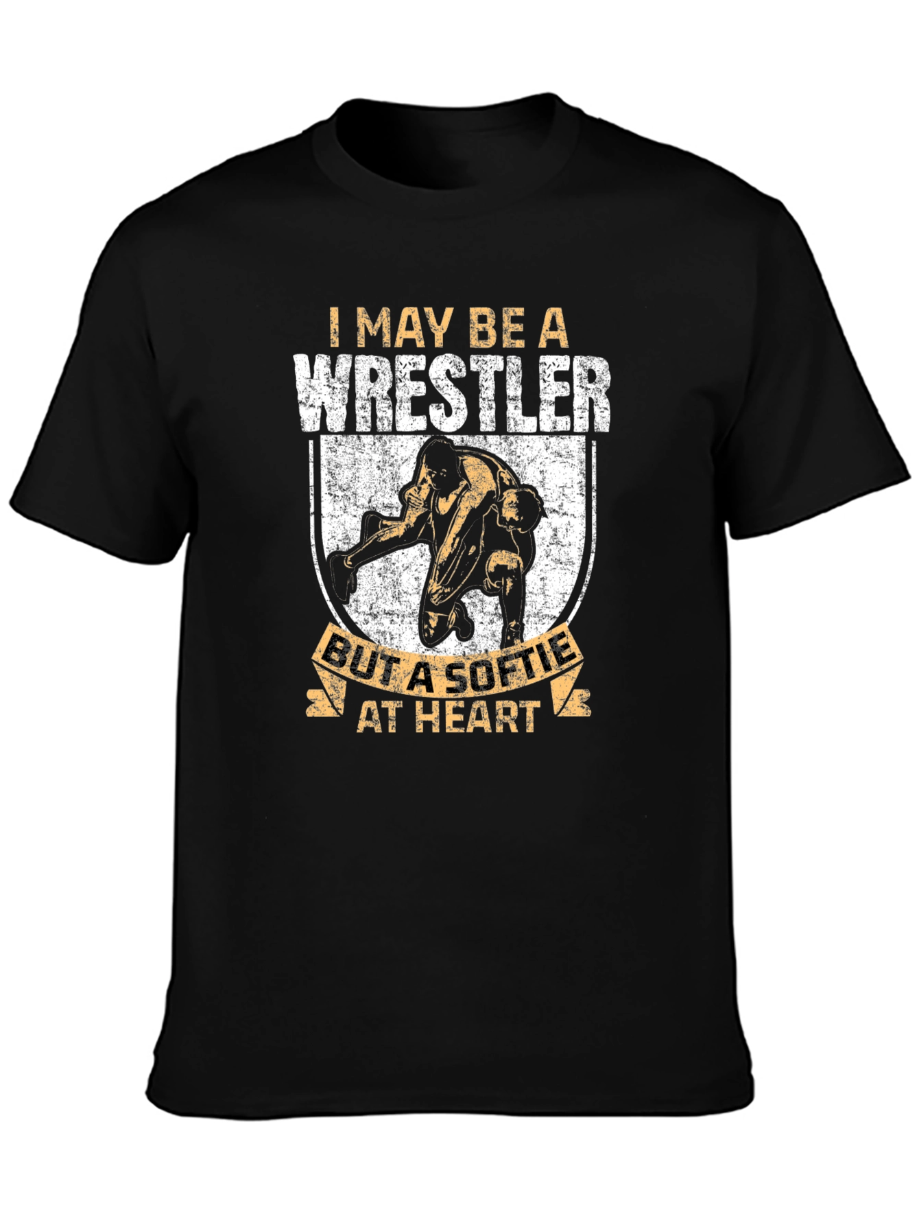 Black I May Be A Wrestler Softie at Heart Graphic Tee view 3