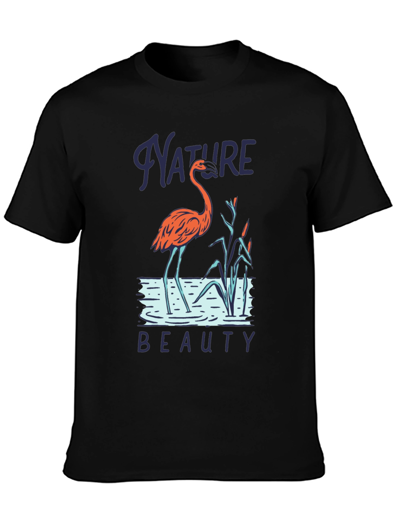 Black Nature Beauty Flamingo T-Shirt view 3