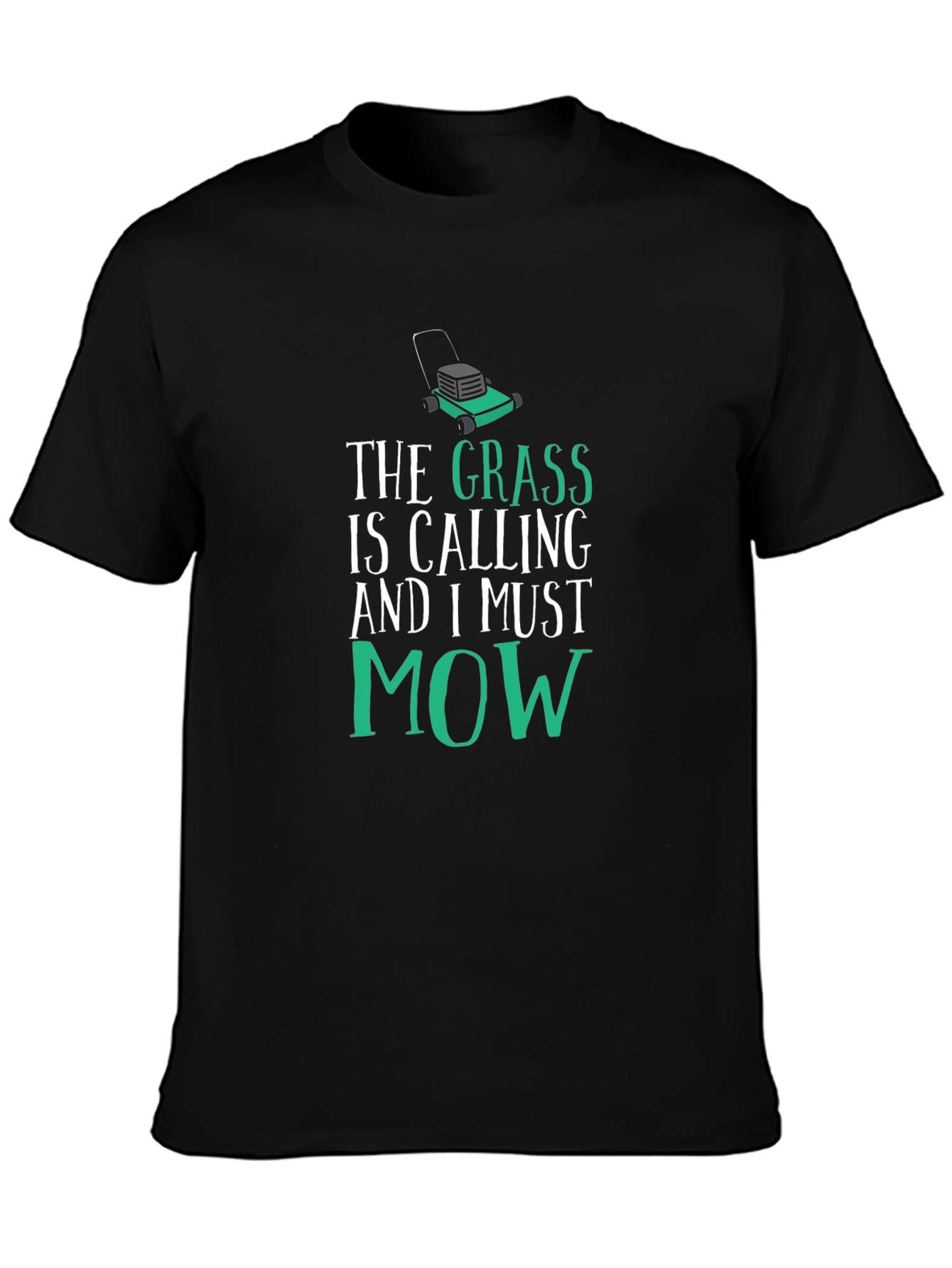 Black Funny Lawn Mowing T-Shirt - The Grass is Calling view 3