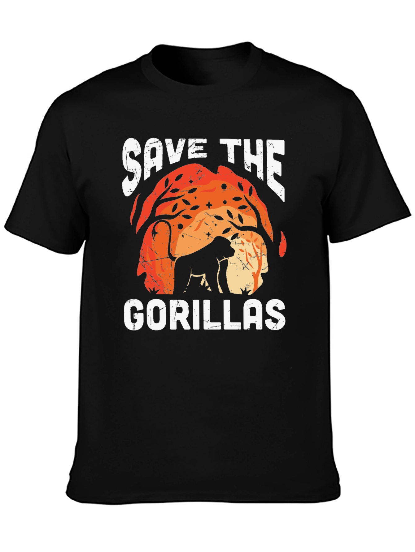 Black Save The Gorillas Graphic Tee view 3