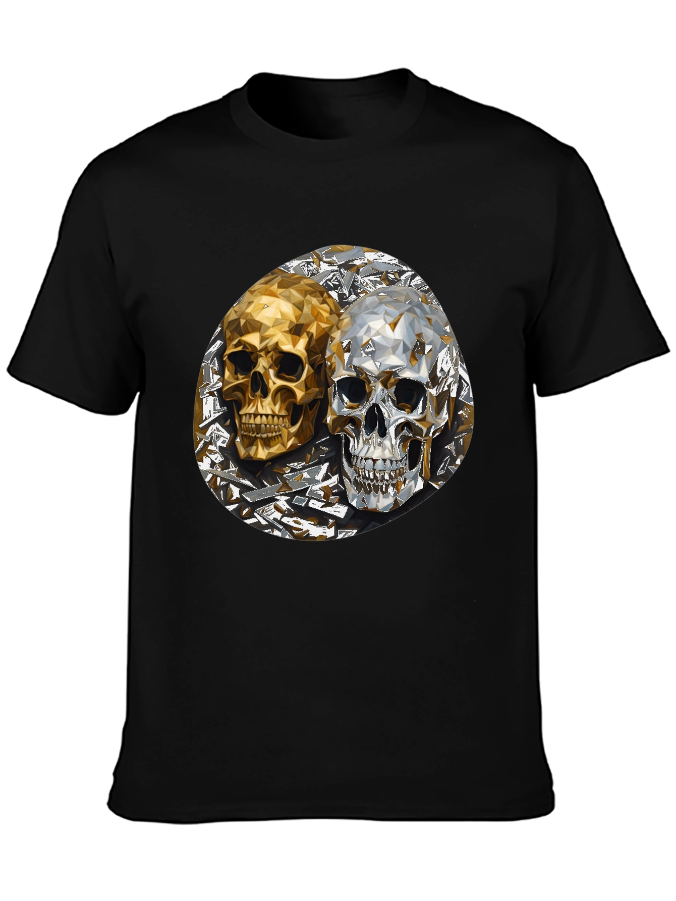 Black Skull Art Graphic Print Men's T-Shirt view 3
