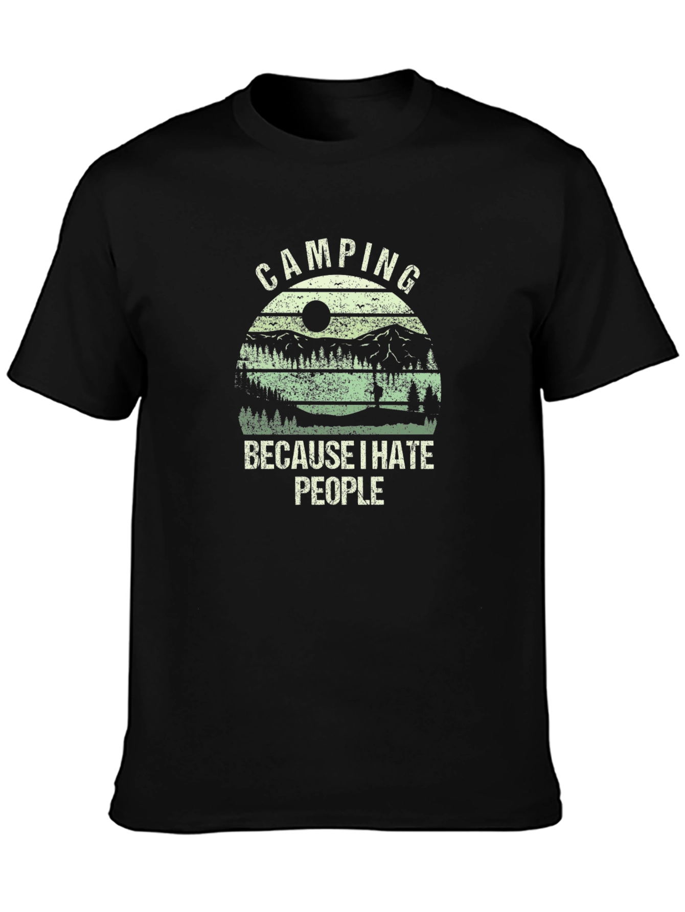 Black Camping Because I Hate People T-Shirt view 3
