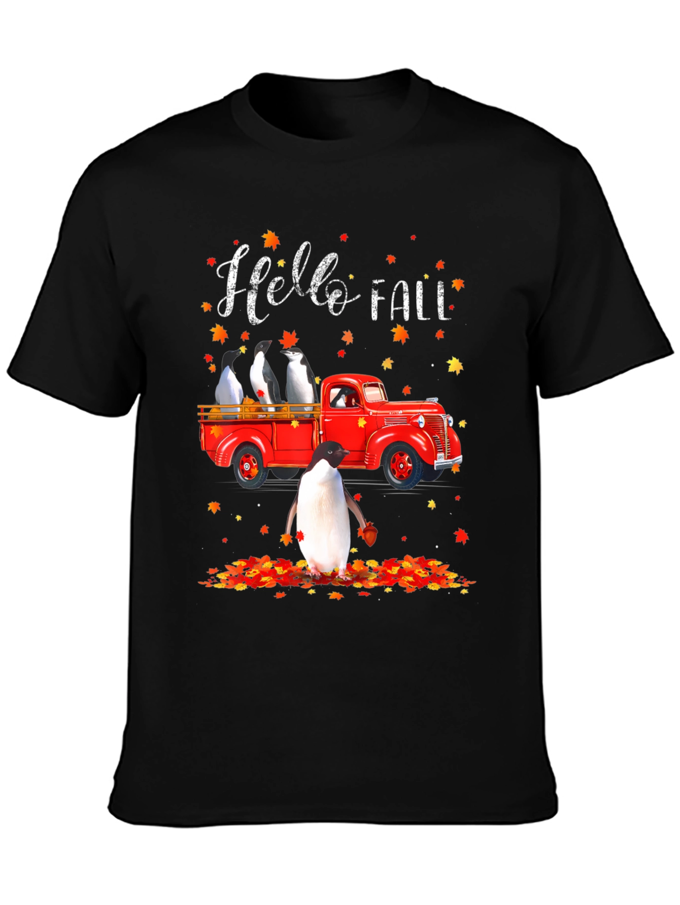 Black Penguin Fall Truck T-Shirt view 3