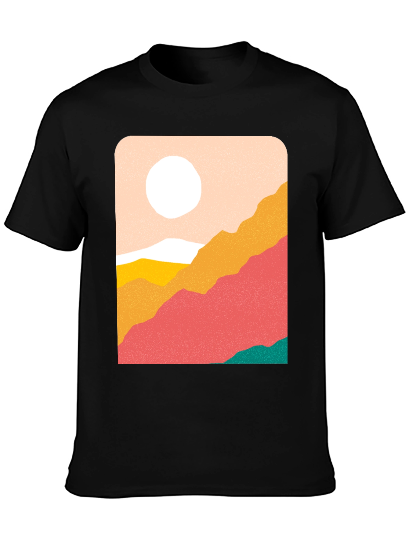 Black Abstract Landscape Graphic Tee - Black view 3