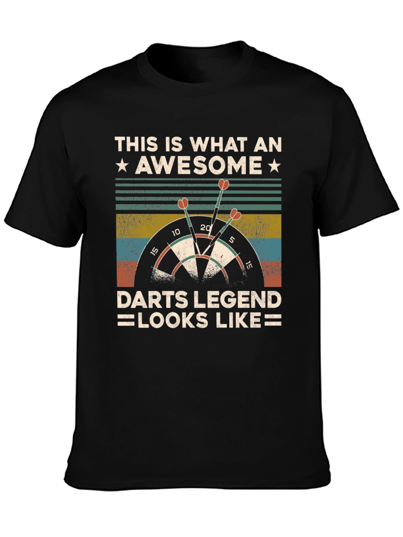 Black Awesome Darts Legend T-Shirt: Dartboard Graphic Tee view 3