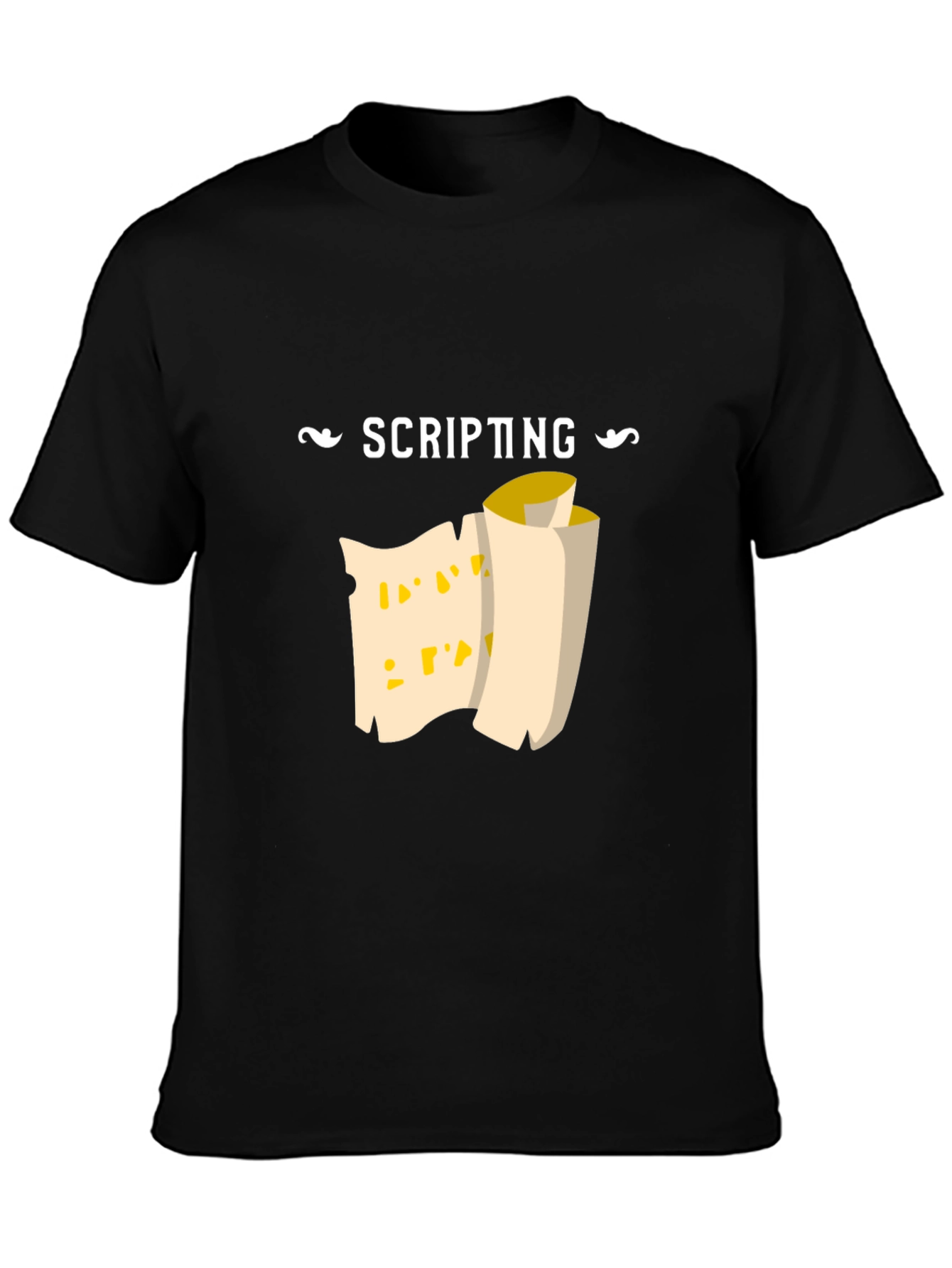 Black Scripting Scroll Graphic Tee - Black Cotton Comfort view 3