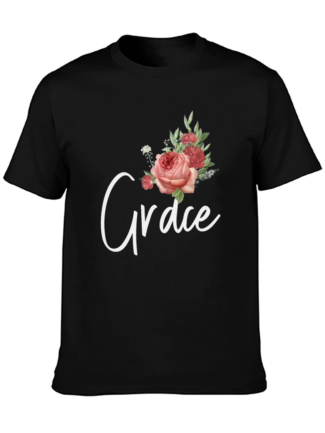 Black Grace Floral Graphic T-Shirt - Stylish Unisex Tee view 3