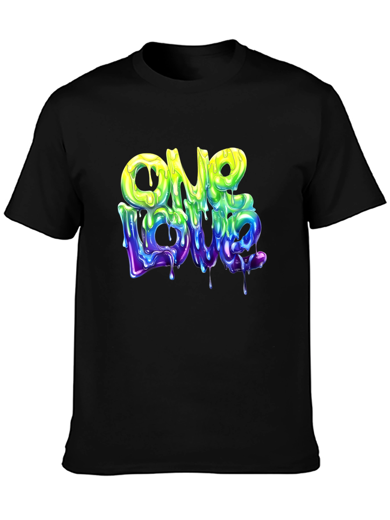 Black One Love Graphic T-Shirt - Cool Drip Design view 3