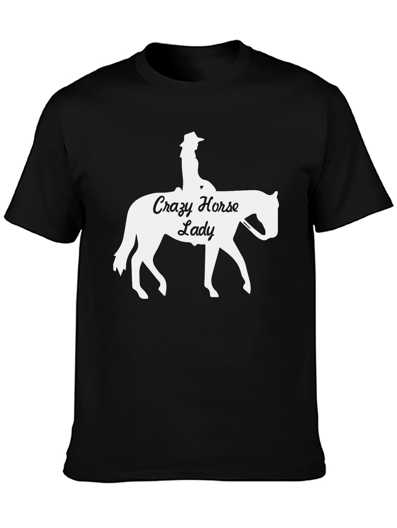 Black Crazy Horse Lady Graphic T-Shirt Black view 3