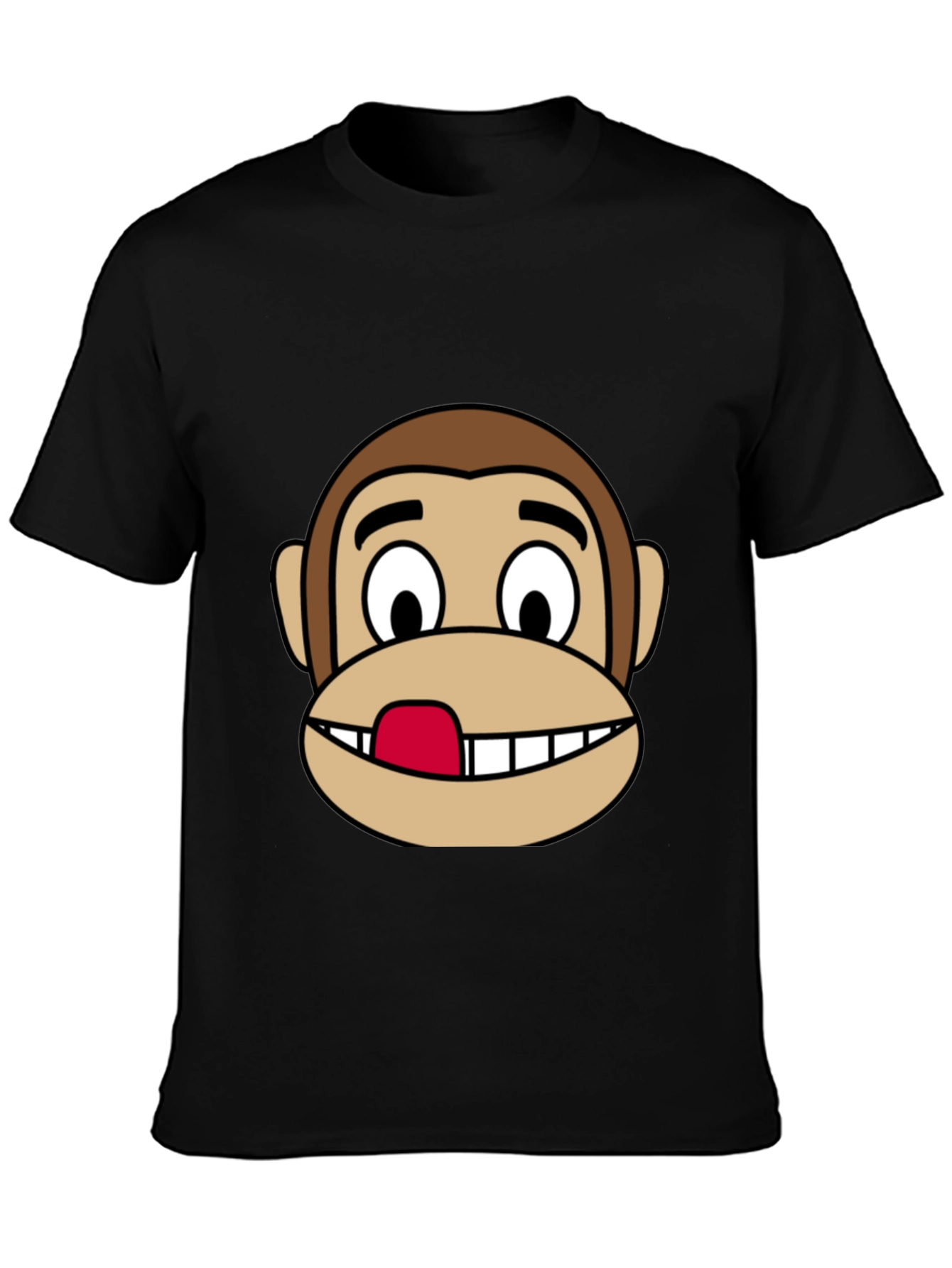 Black Funny Monkey Face Graphic Tee - Black Cotton T-Shirt view 3