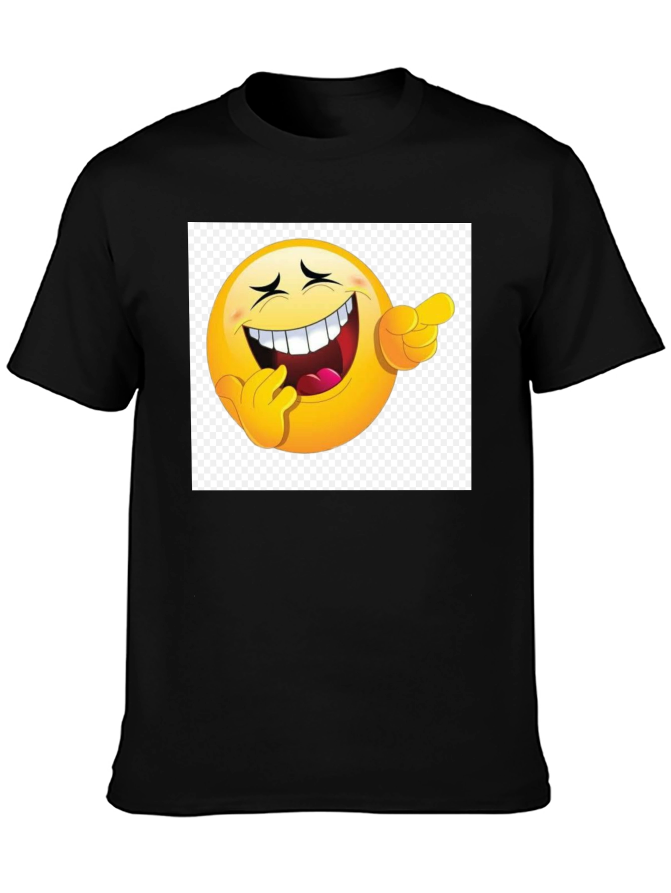 Black Laughing Emoji Graphic Black T-Shirt view 3