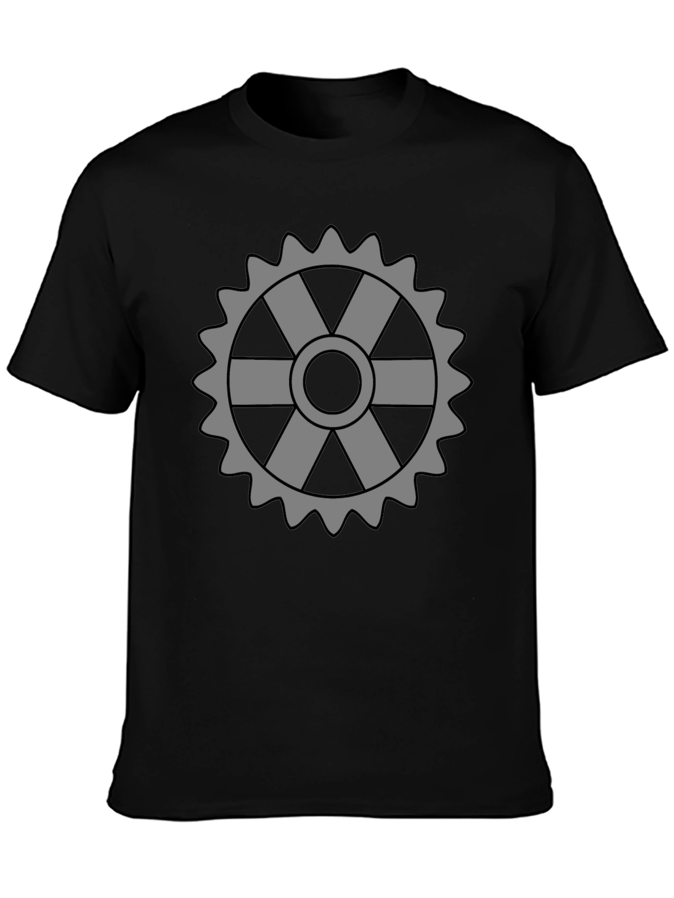 Black Cog Graphic Tee - Stylish Black Cotton T-Shirt view 3