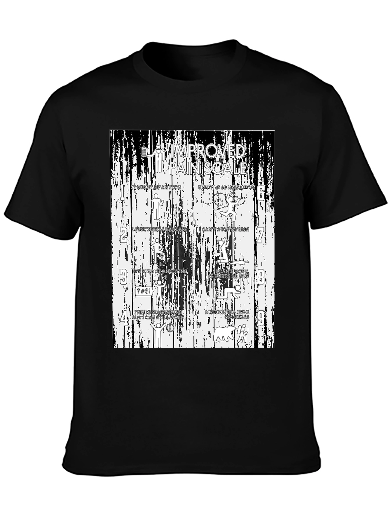 Black Funny "Improved Pain Scale" Graphic Tee view 3