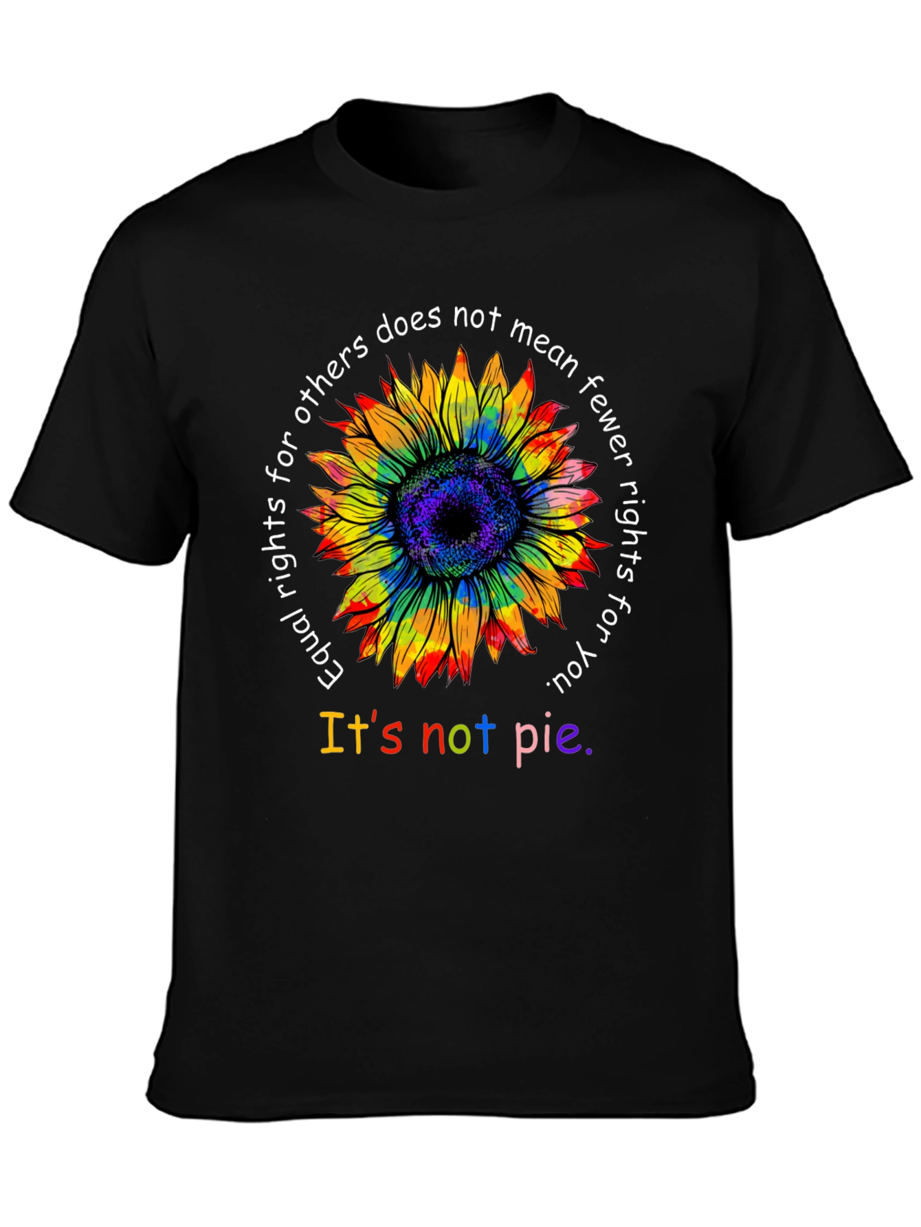 Black Equality Rights Sunflower Graphic T-Shirt view 3