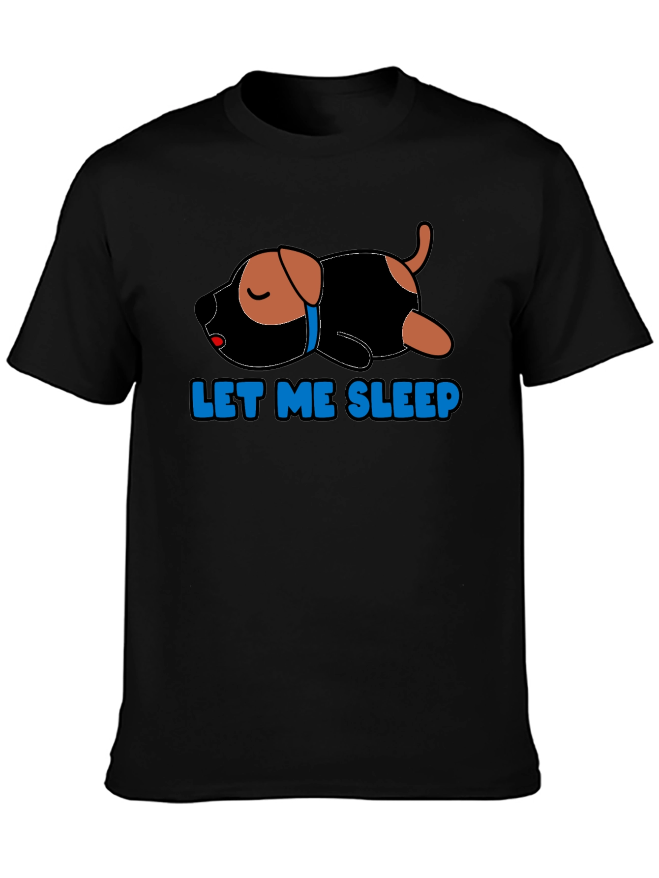 Black Let Me Sleep T-Shirt - Cute Dog Design view 3