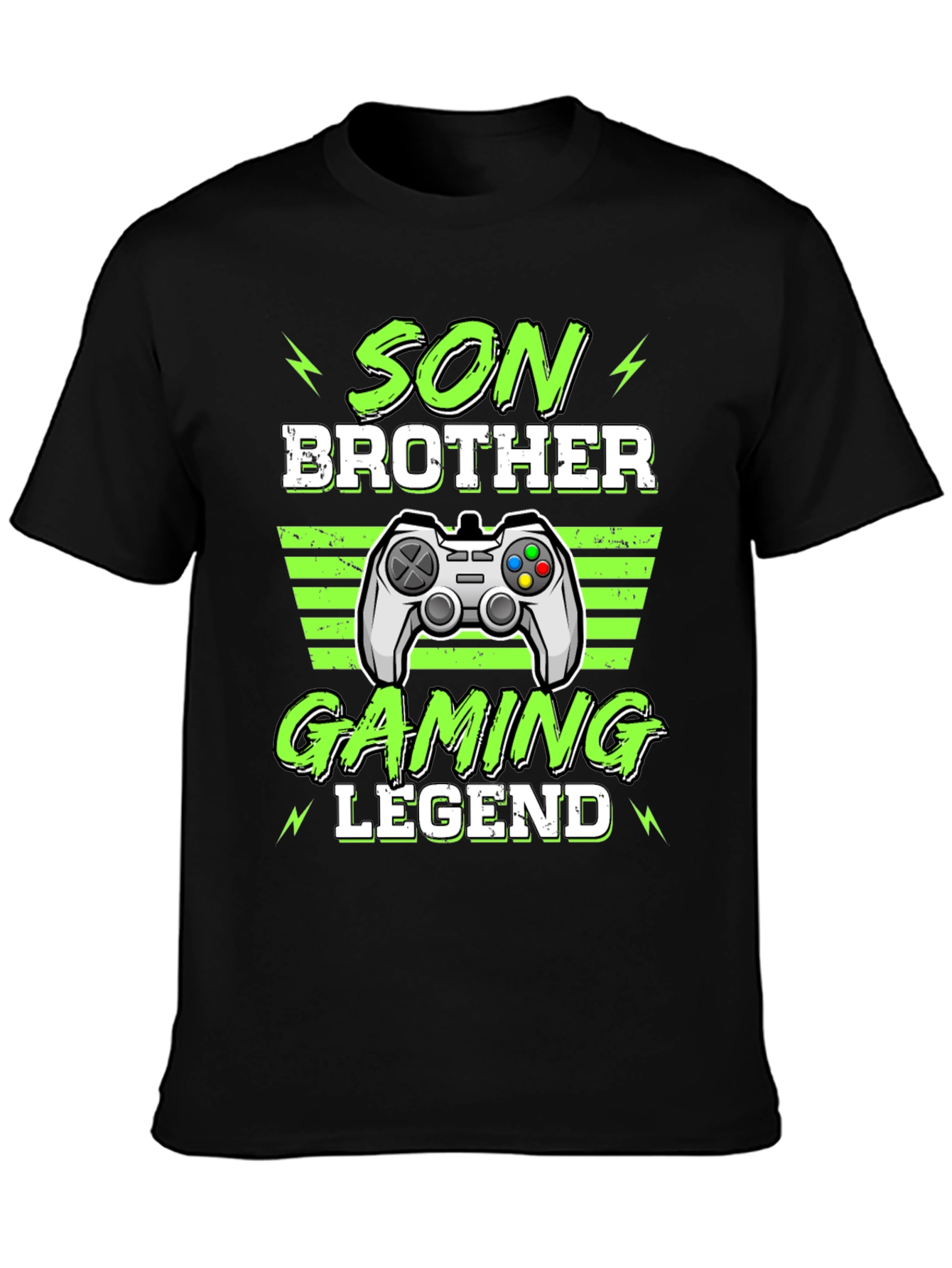 Black Son Brother Gaming Legend Black T-Shirt view 3