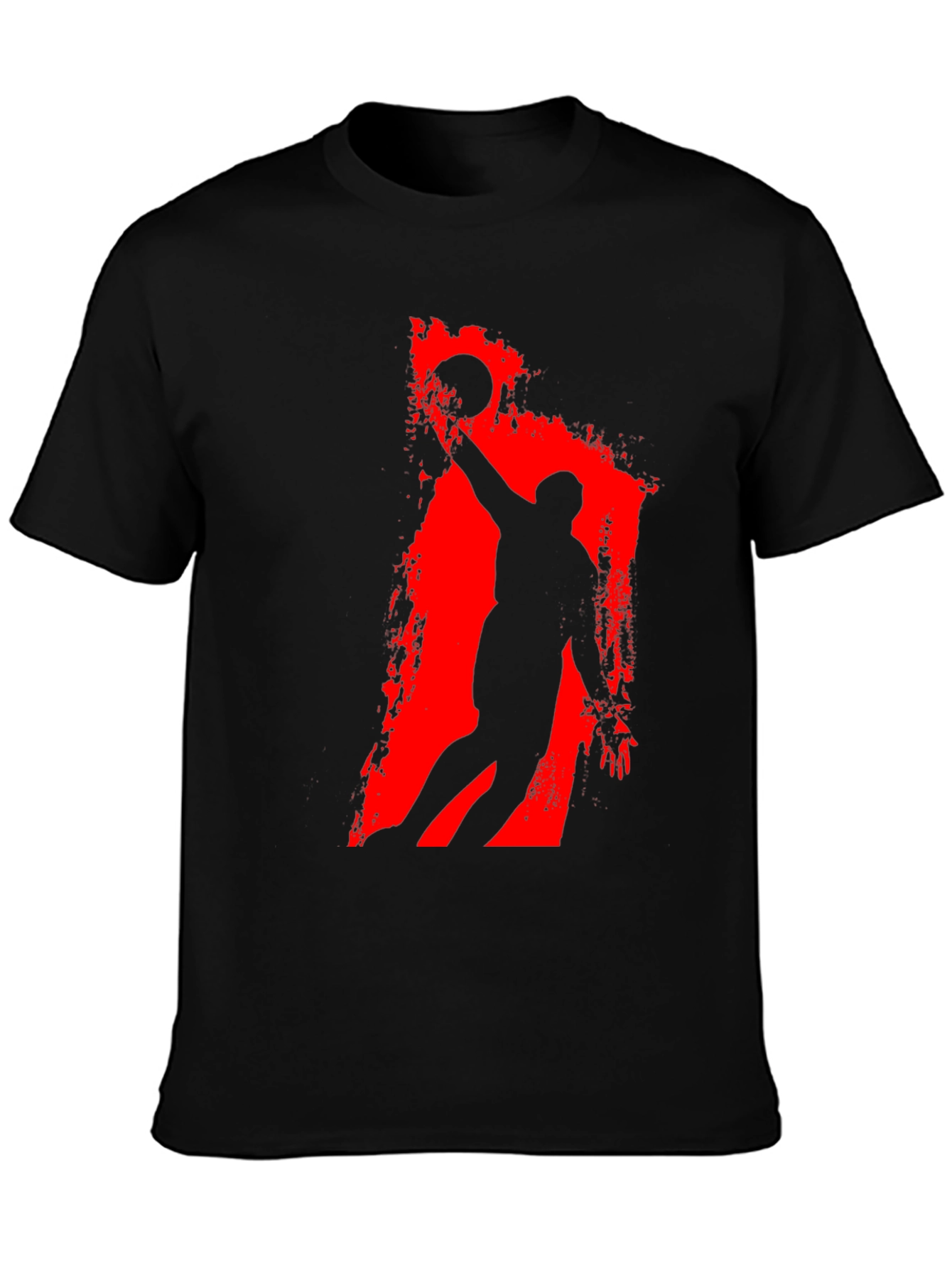 Black Basketball Silhouette Graphic Tee - Black Cotton T-Shirt view 3