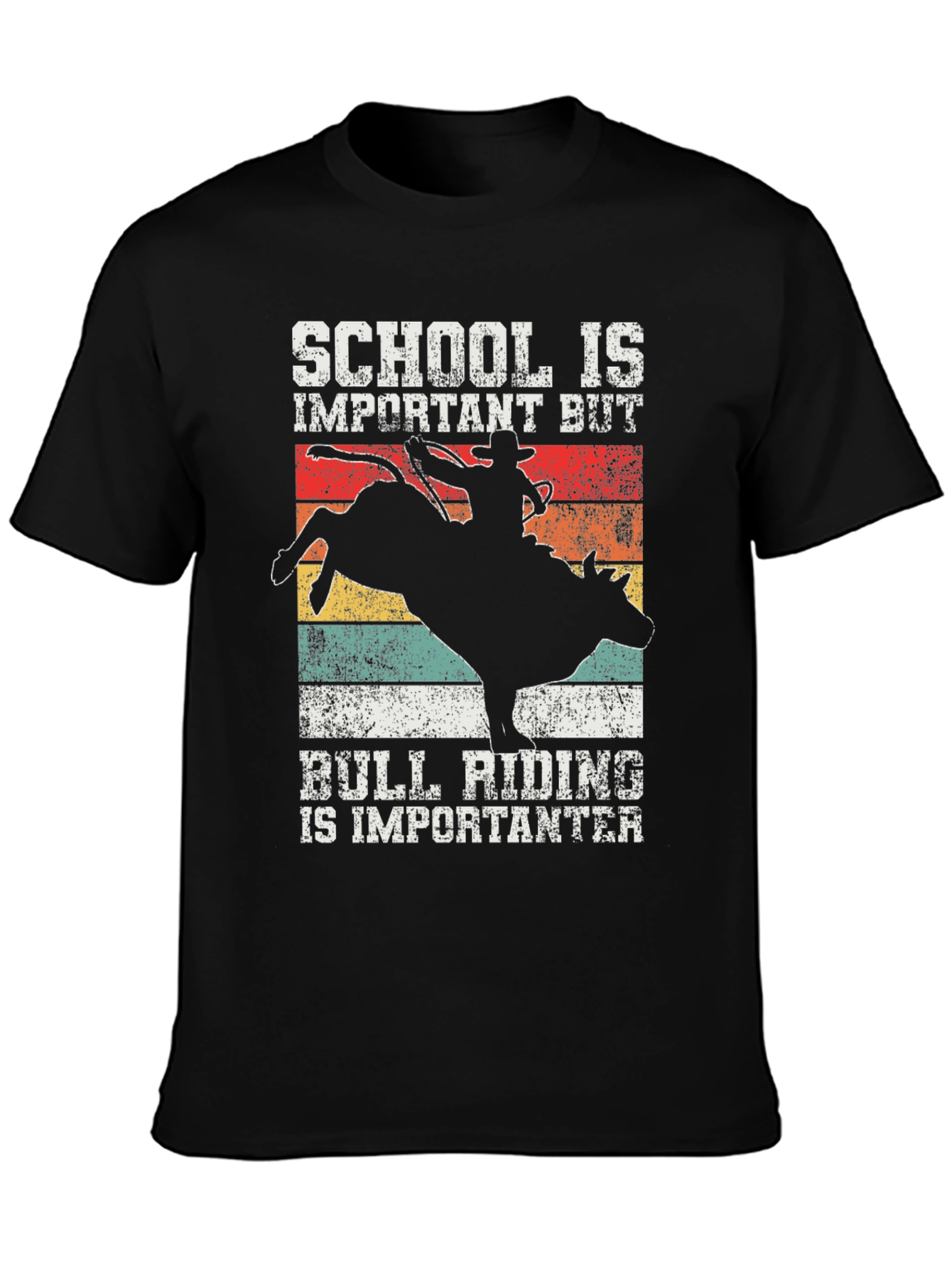 Black Bull Riding T-Shirt - School Is Important, But... view 3