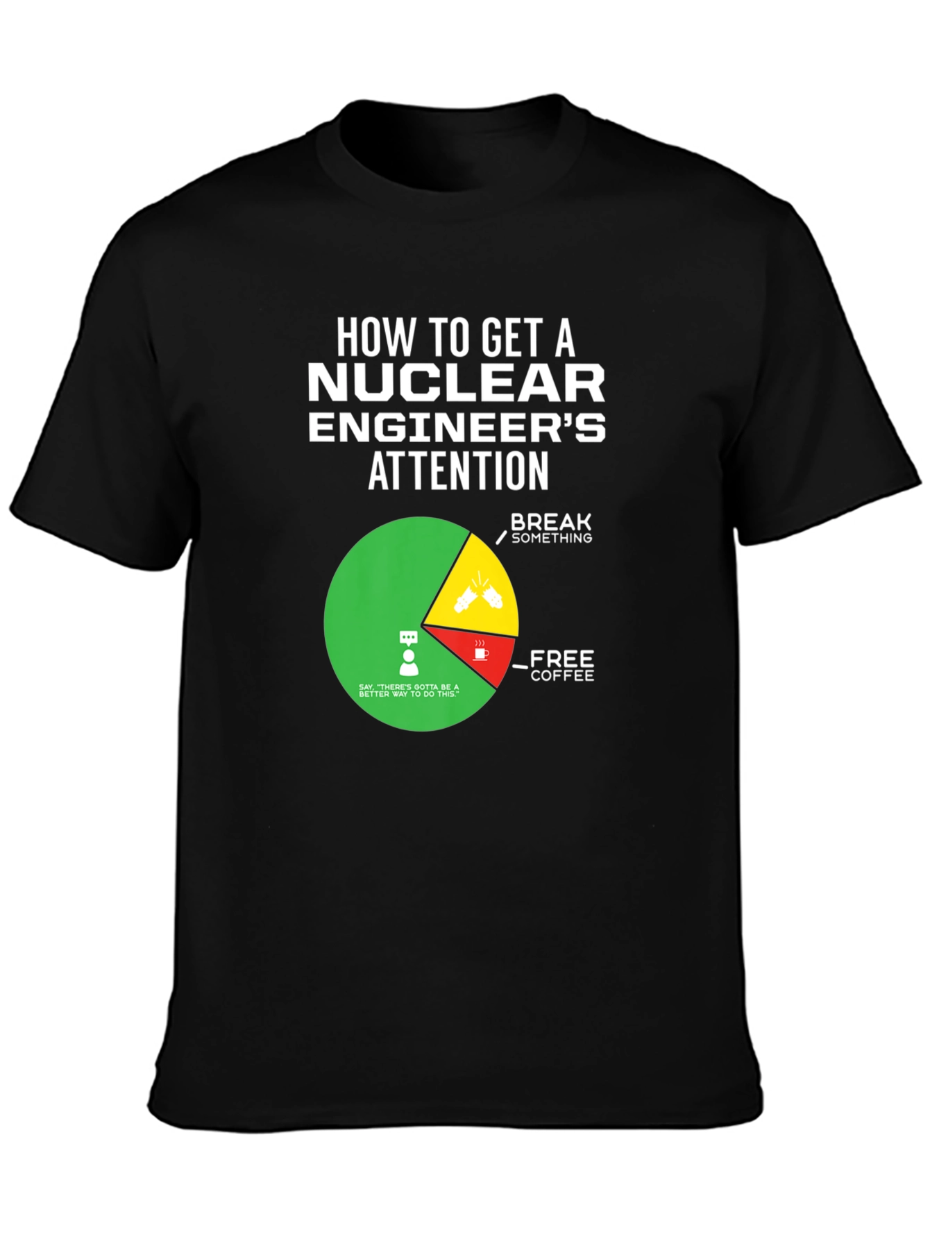 Black Nuclear Engineer's Attention T-Shirt view 3