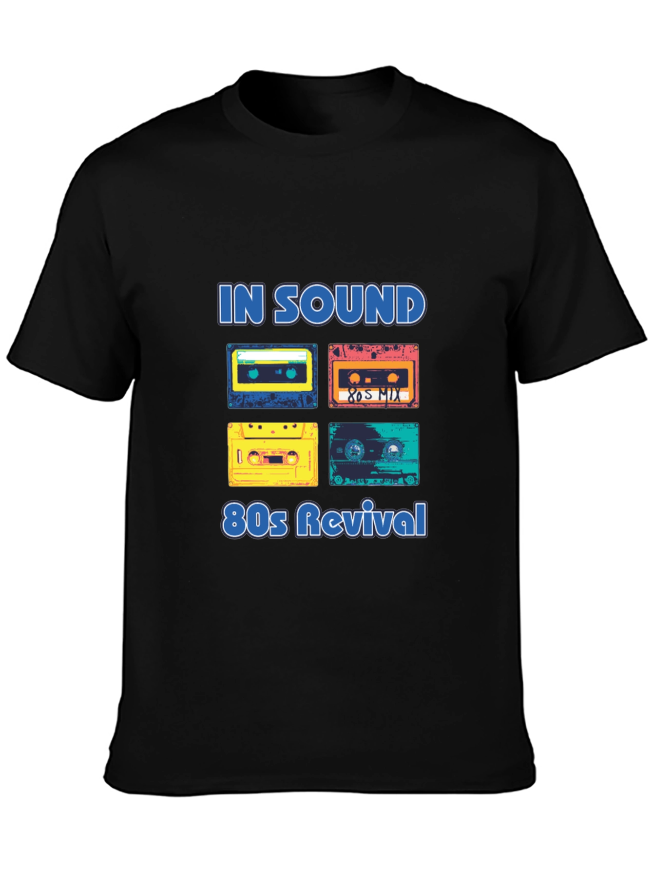 Black Retro 80s Music Revival T-Shirt view 3