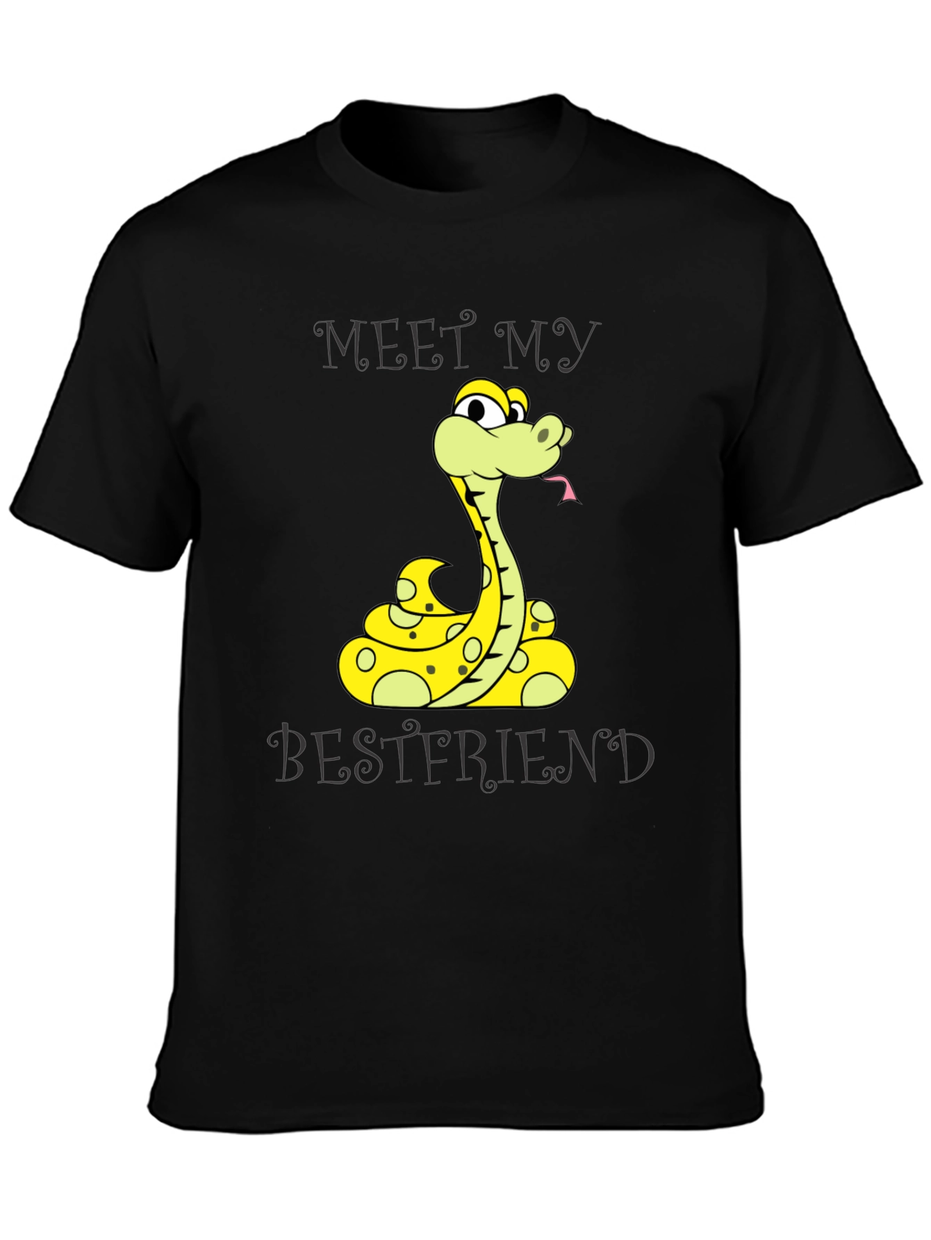 Black Meet My Bestfriend Snake Graphic T-Shirt view 3