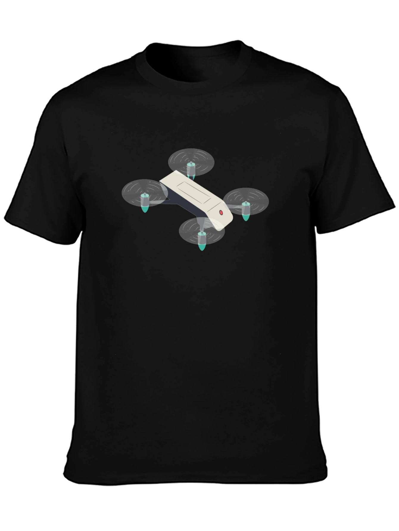 Black Drone Graphic T-Shirt - Black Cotton Tee view 3