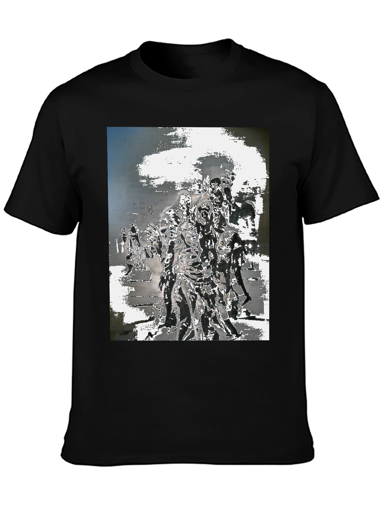 Black Zombie Horde Graphic Tee - Black Cotton T-Shirt view 3
