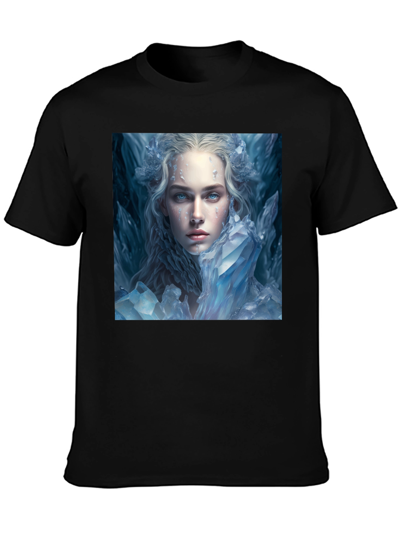Black Icy Queen Graphic Tee - Black Cotton Blend Shirt view 3