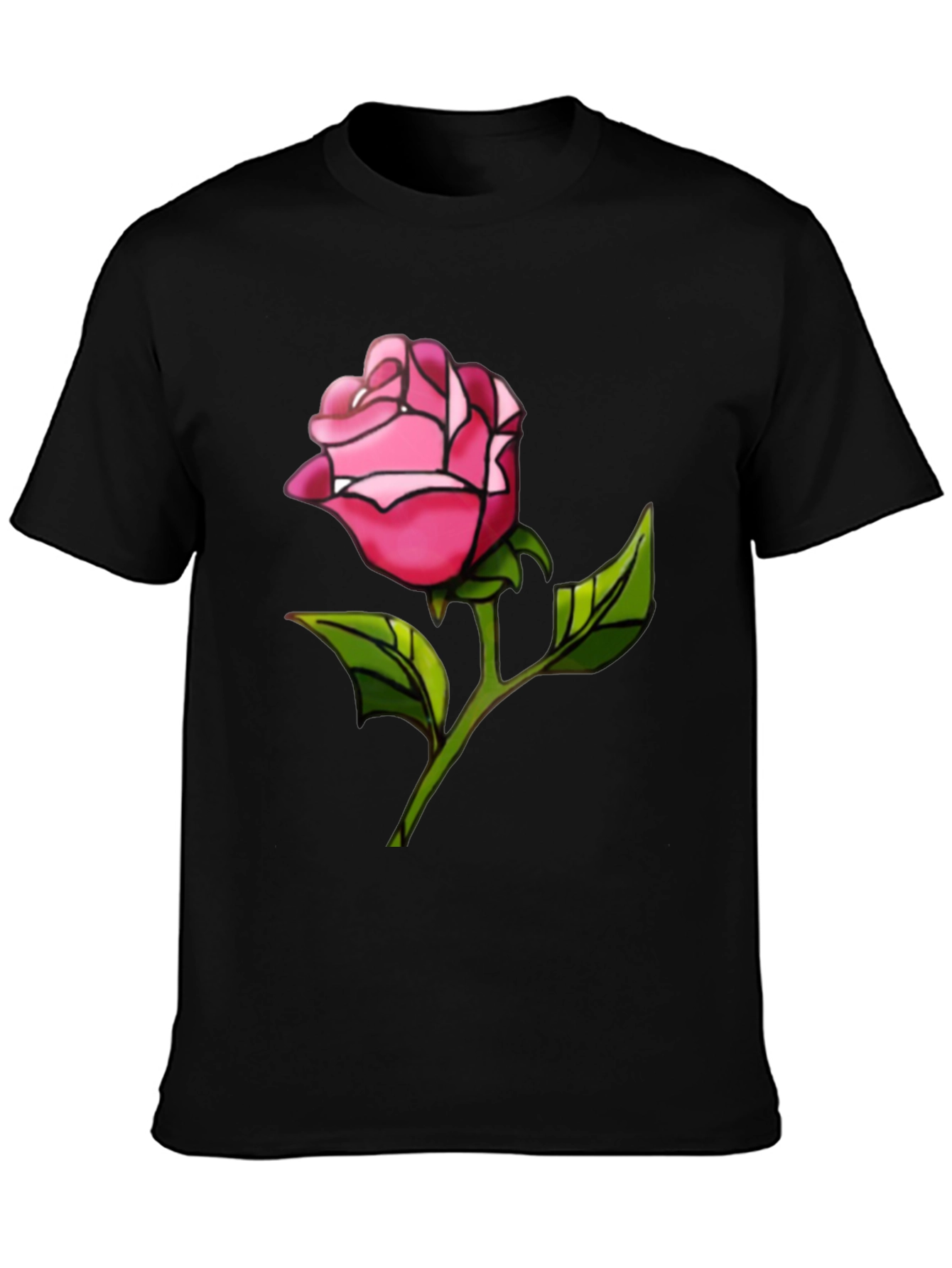 Black Rose Graphic Tee - Black Casual T-Shirt view 3