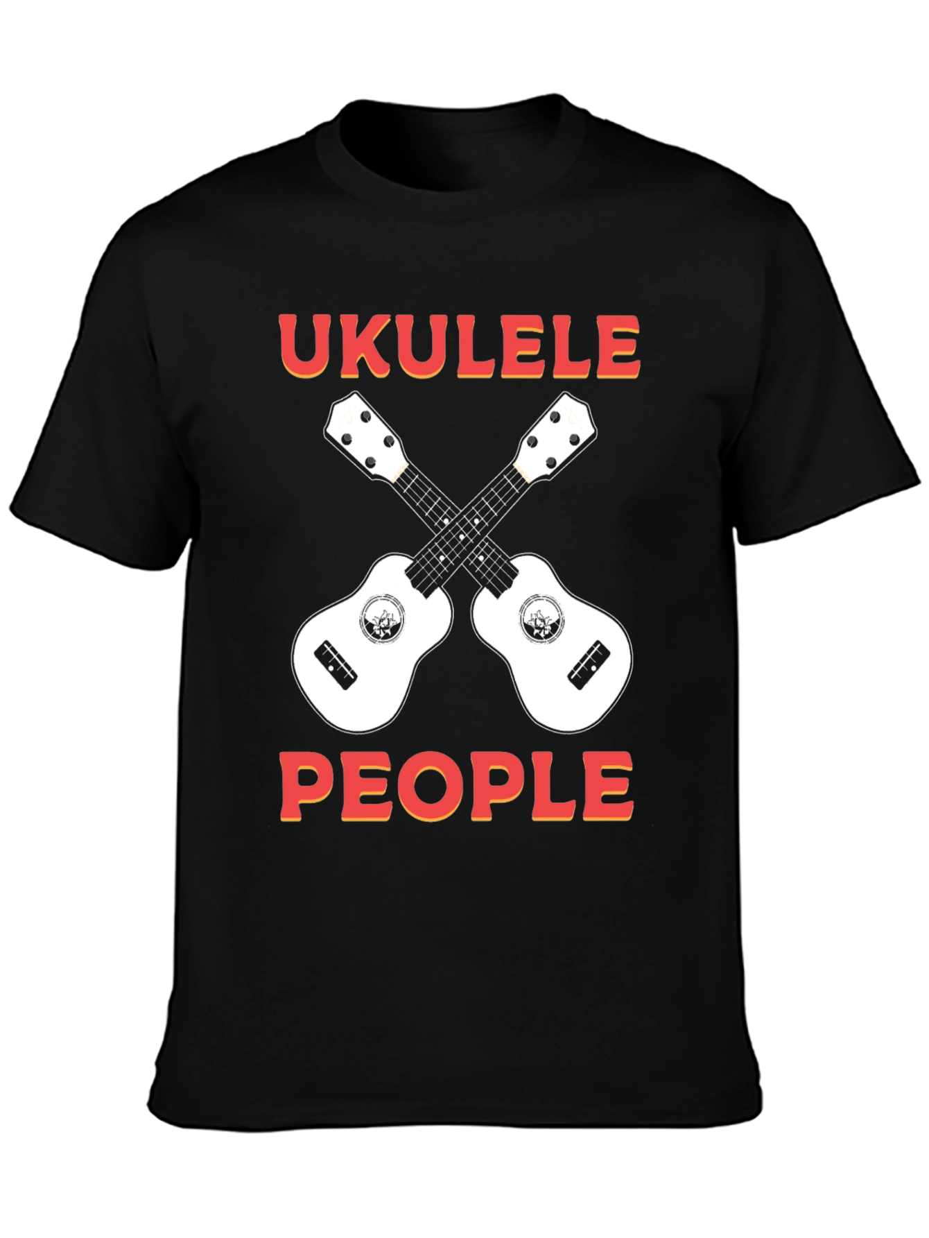 Black Ukulele People Graphic T-Shirt view 3