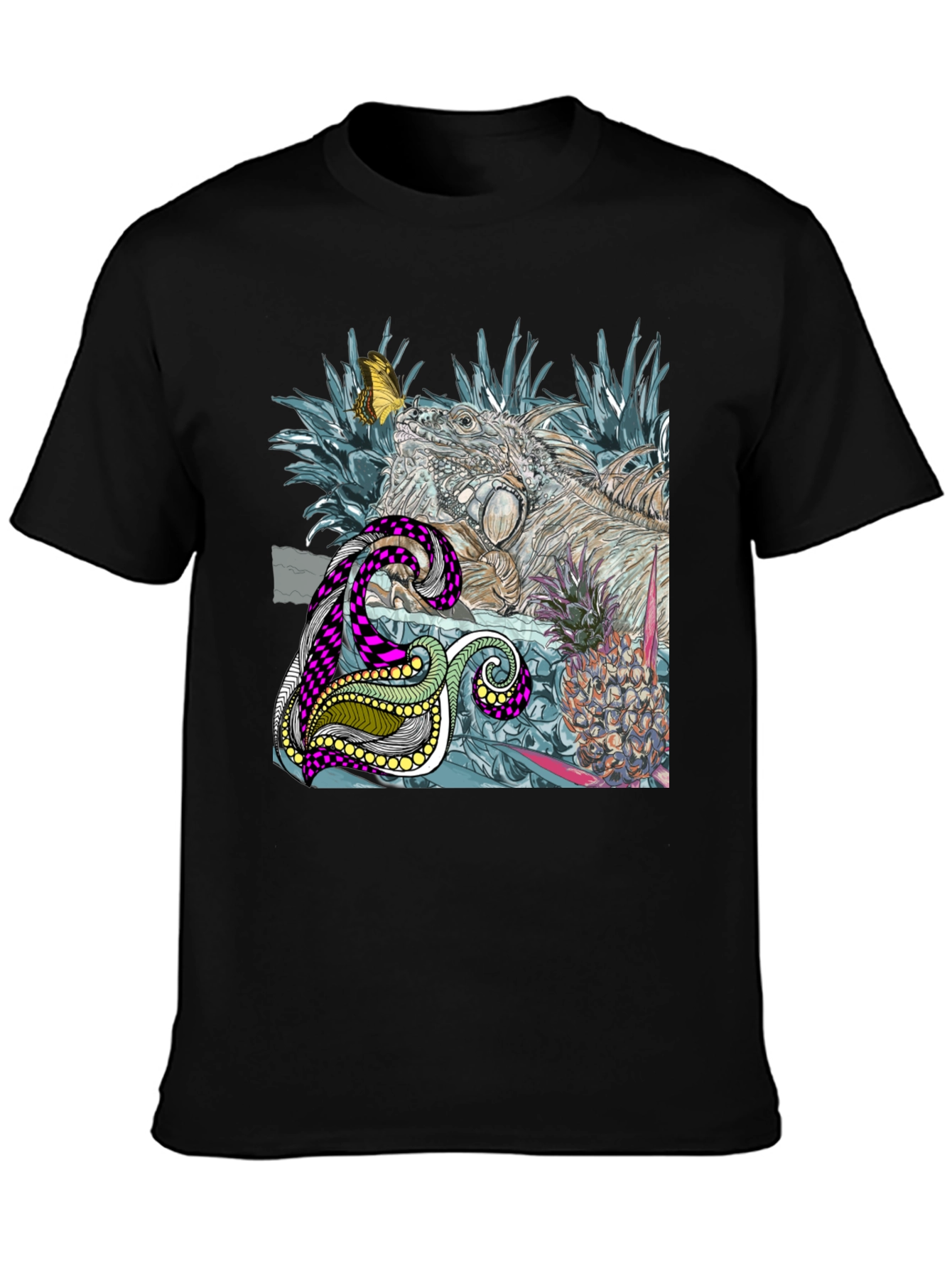 Black Iguana and Pineapple Graphic Tee view 3