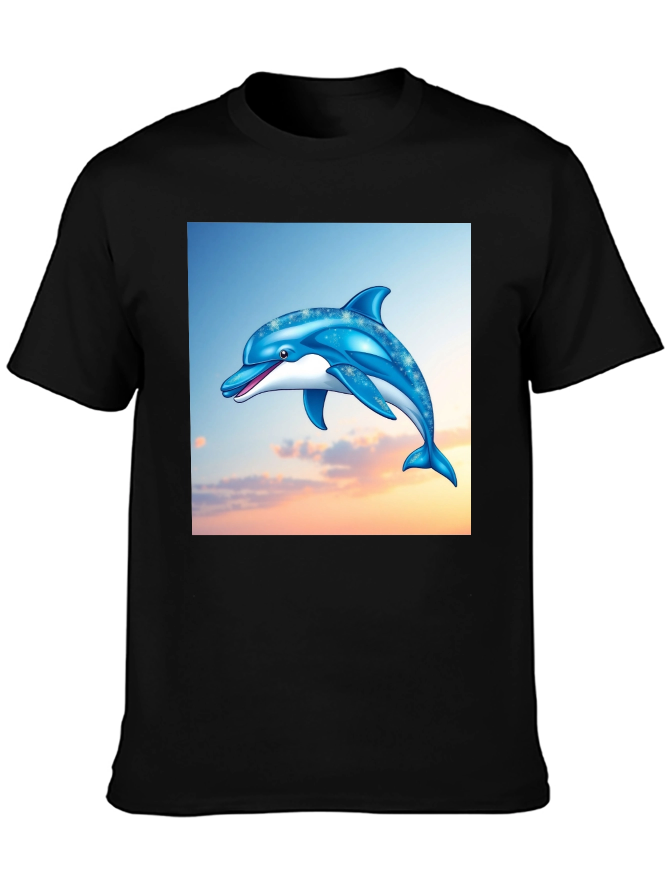 Black Dolphin Graphic Print Black T-Shirt view 3