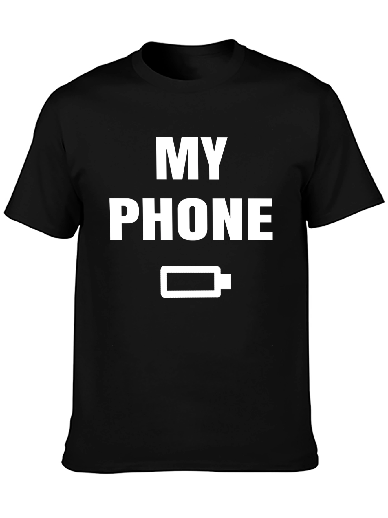 Black Low Battery Humor Tee - My Phone is Dead T-Shirt view 3