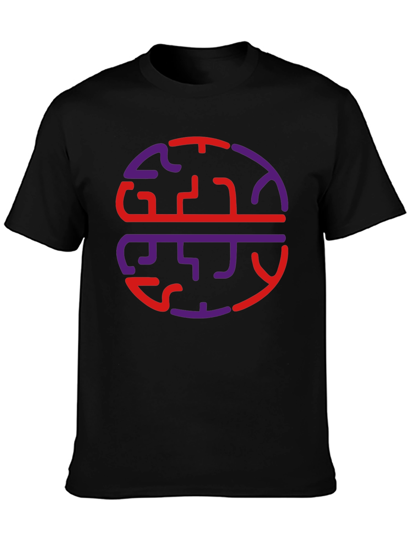 Black Abstract Brain Graphic Tee - Casual Wear view 3