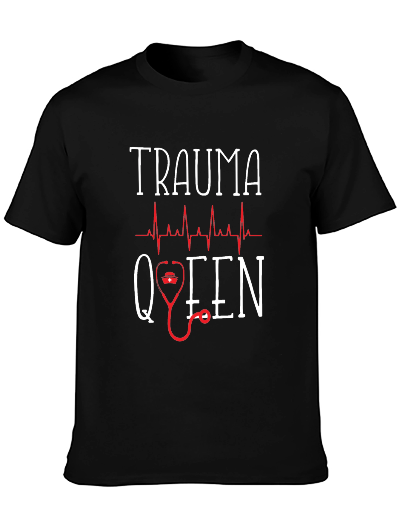 Black Trauma Queen Graphic T-Shirt, Novelty Tee view 3