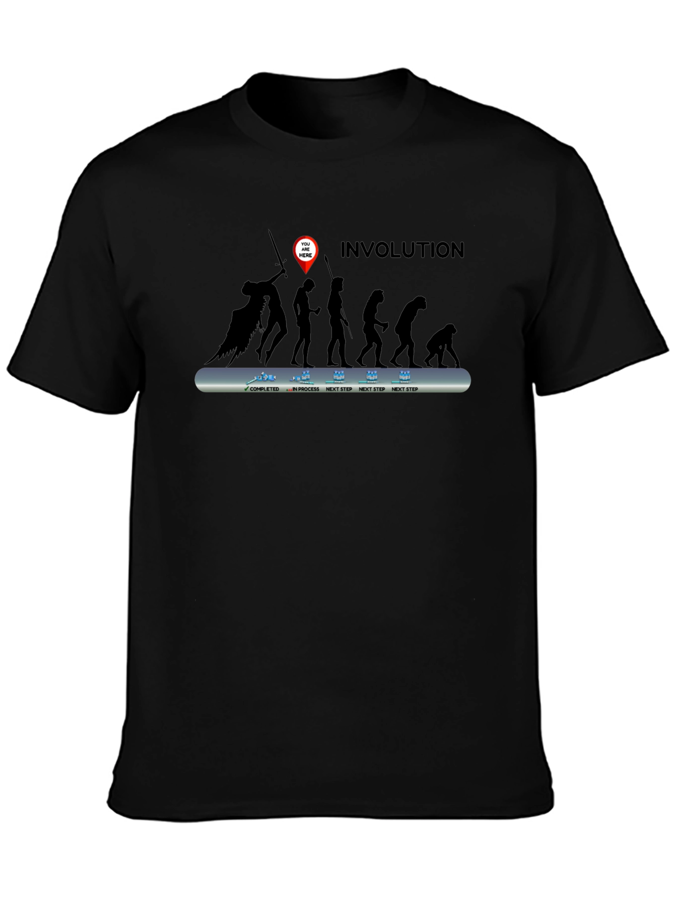 Black Involuted Evolution Men's Black T-Shirt view 3