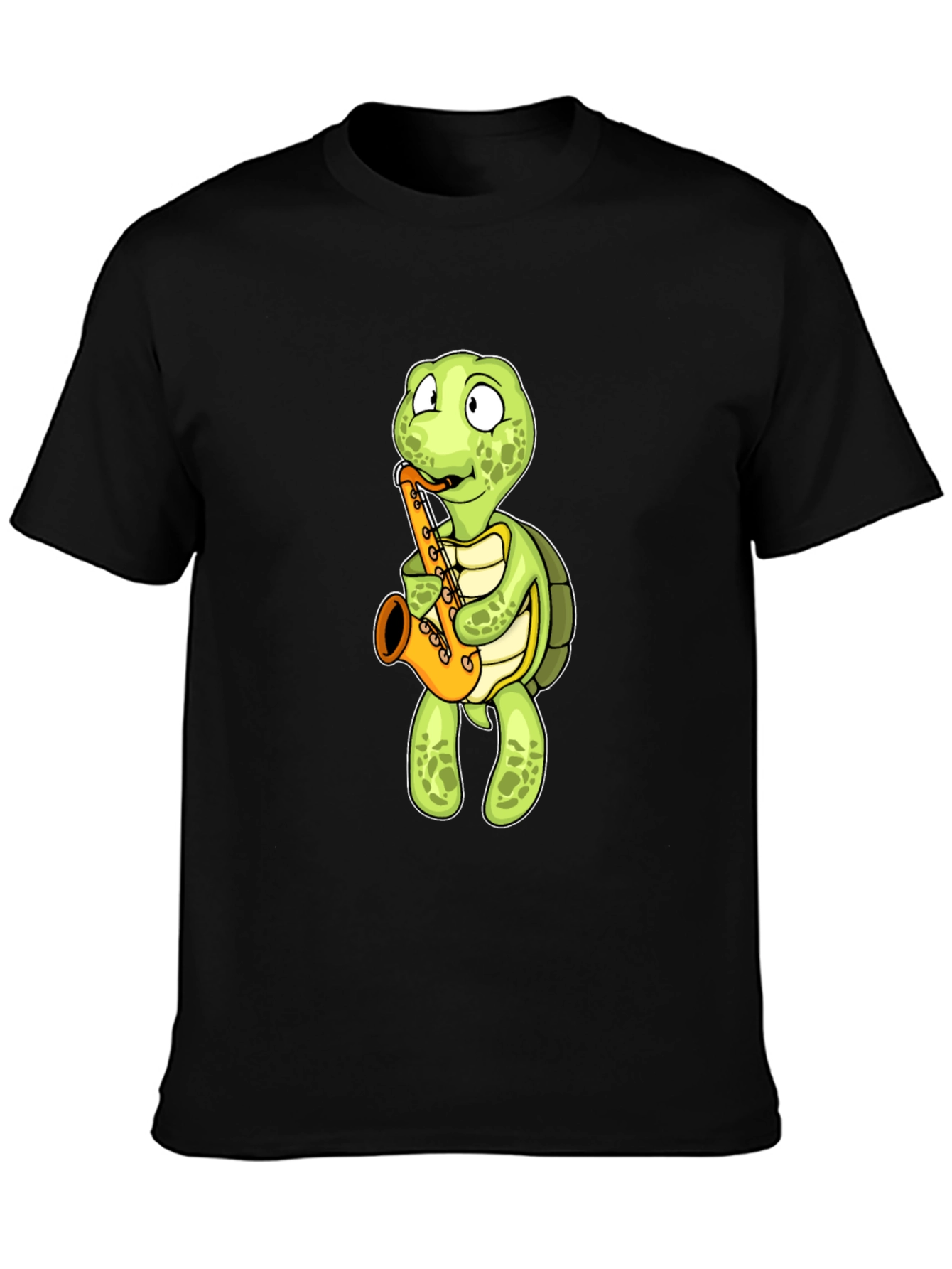 Black Turtle Saxophone T-Shirt - Black Cotton Tee view 3