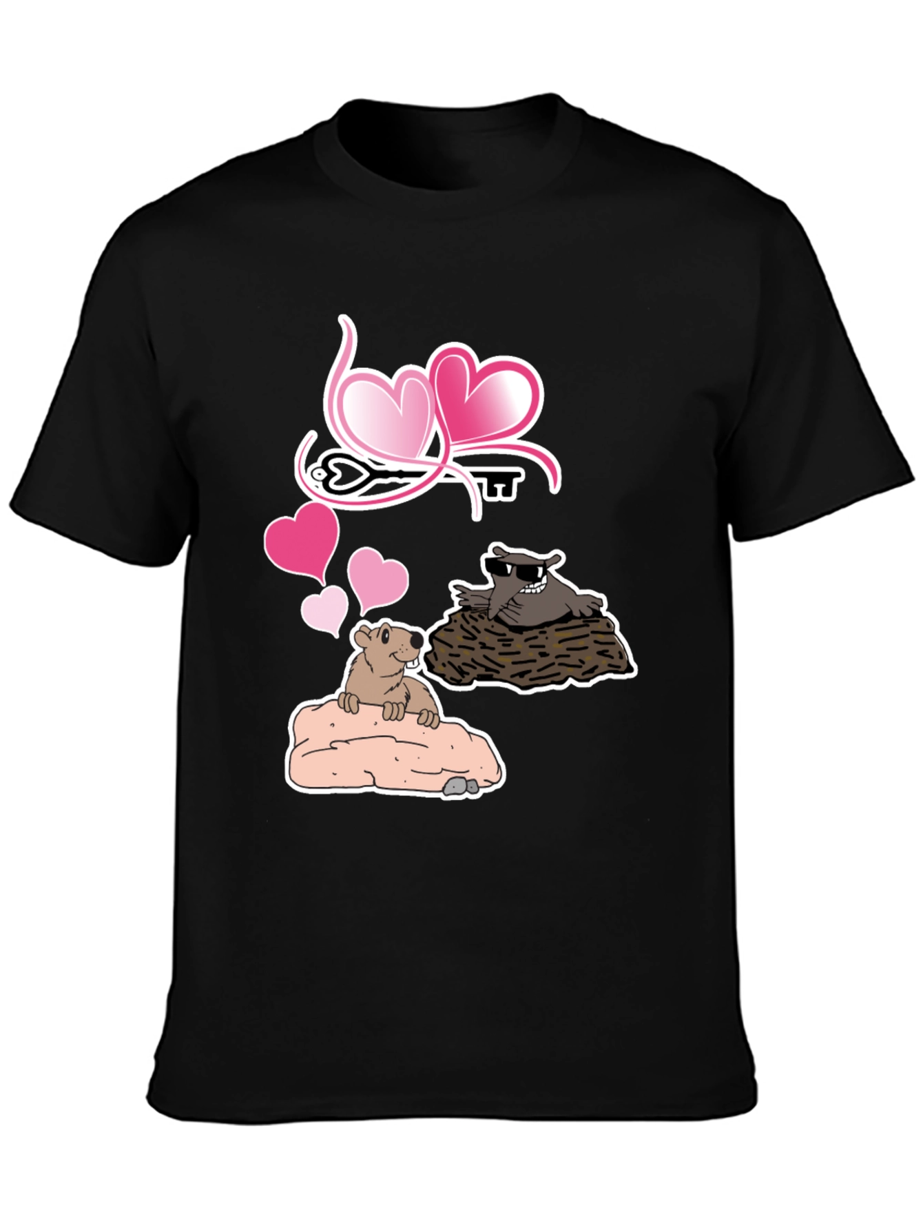 Black Groundhog Love T-Shirt - Cute Valentine's Day Tee view 3