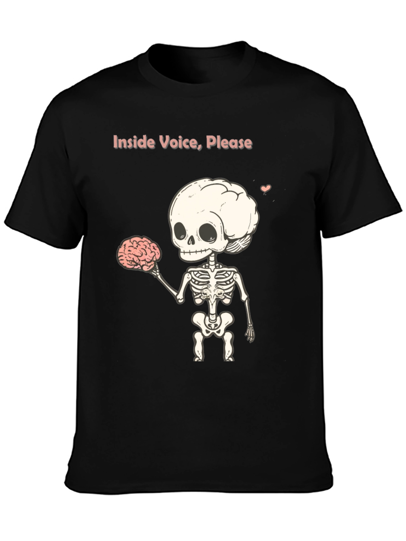 Black Inside Voice, Please - Skeleton Graphic T-Shirt view 3