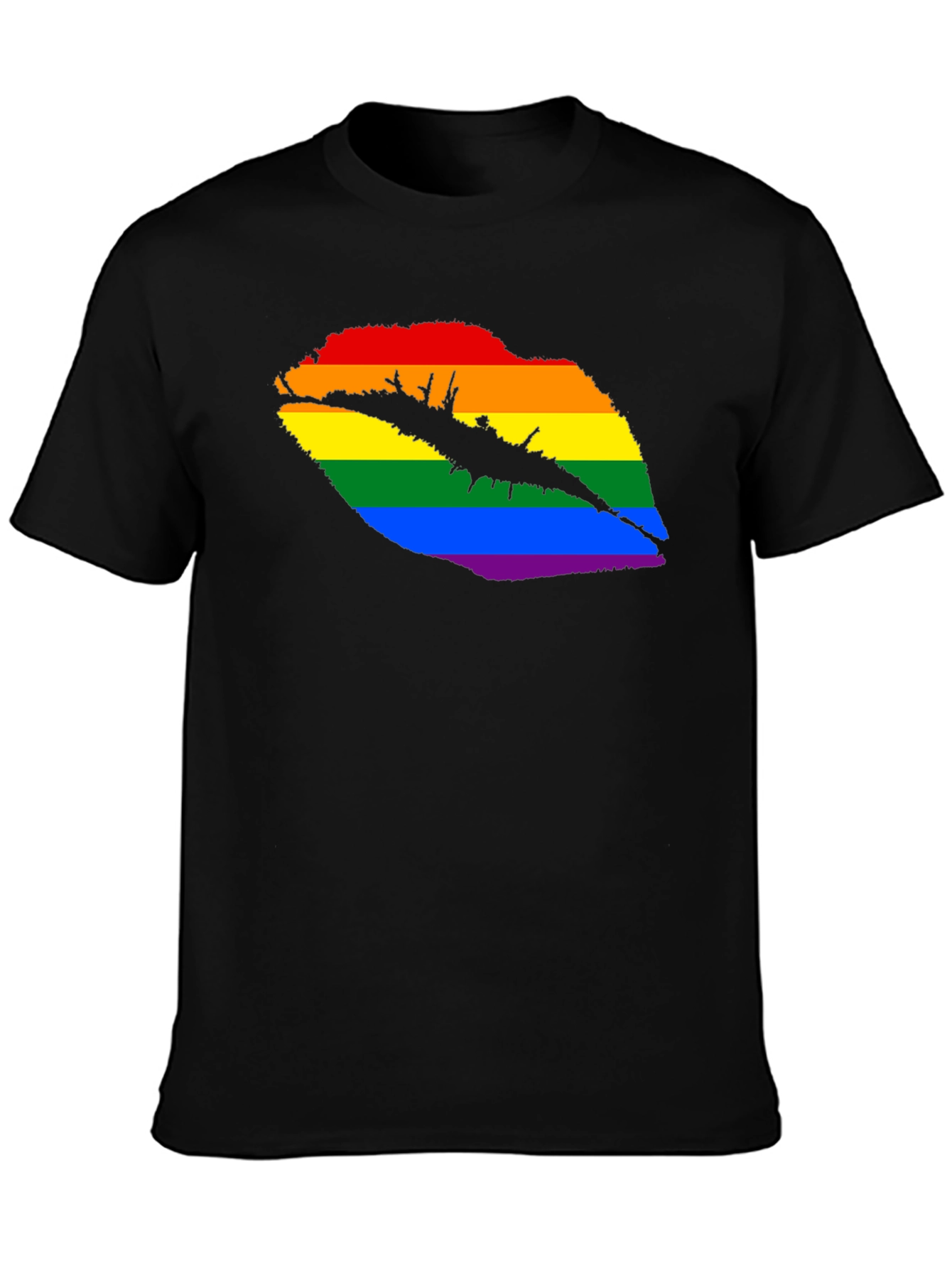 Black Pride Lips Graphic Tee - Black Unisex T-Shirt view 3