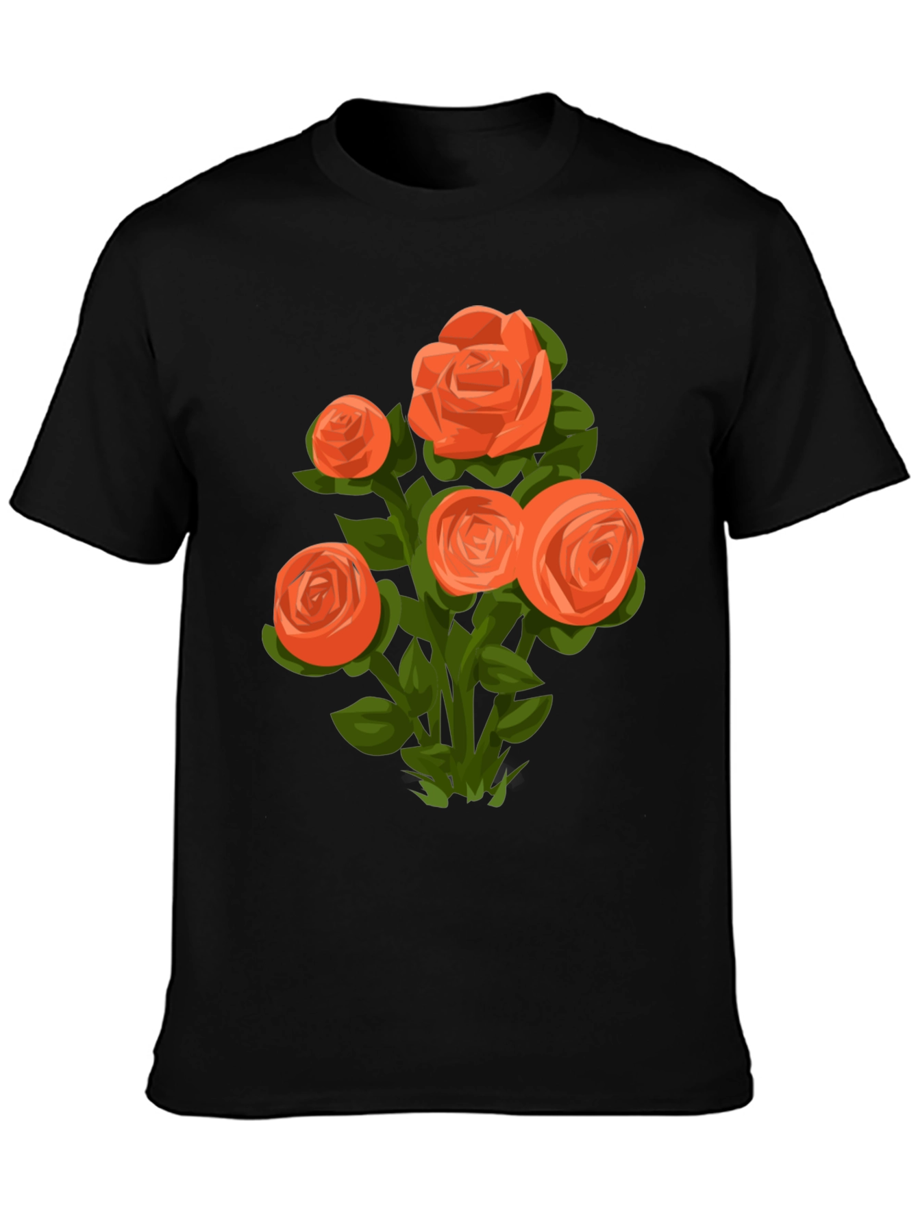 Black Floral Graphic Tee - Orange Rose Bouquet view 3