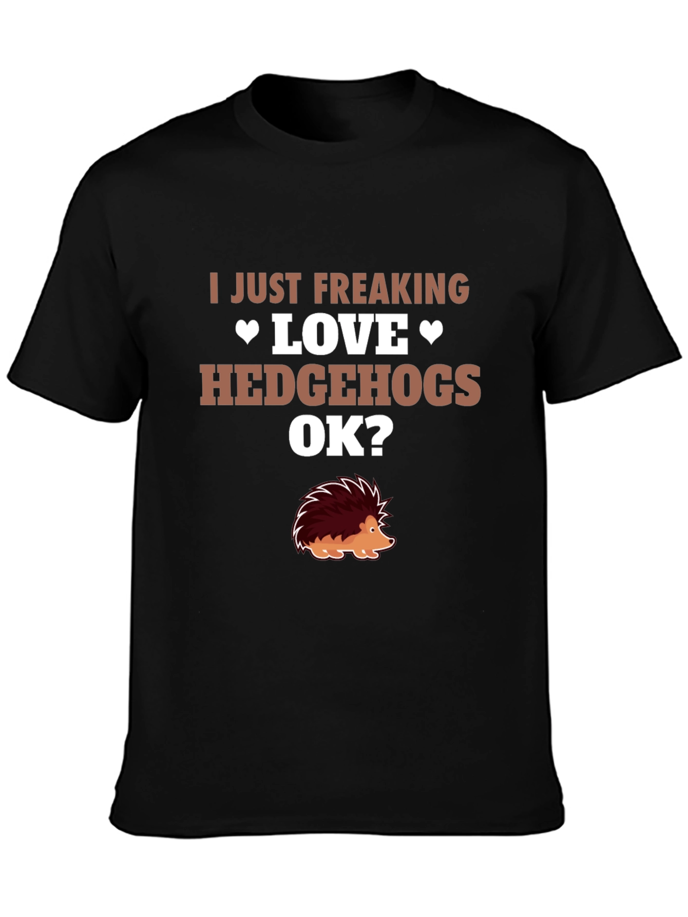 Black I Love Hedgehogs Graphic Tee - Novelty T-Shirt view 3