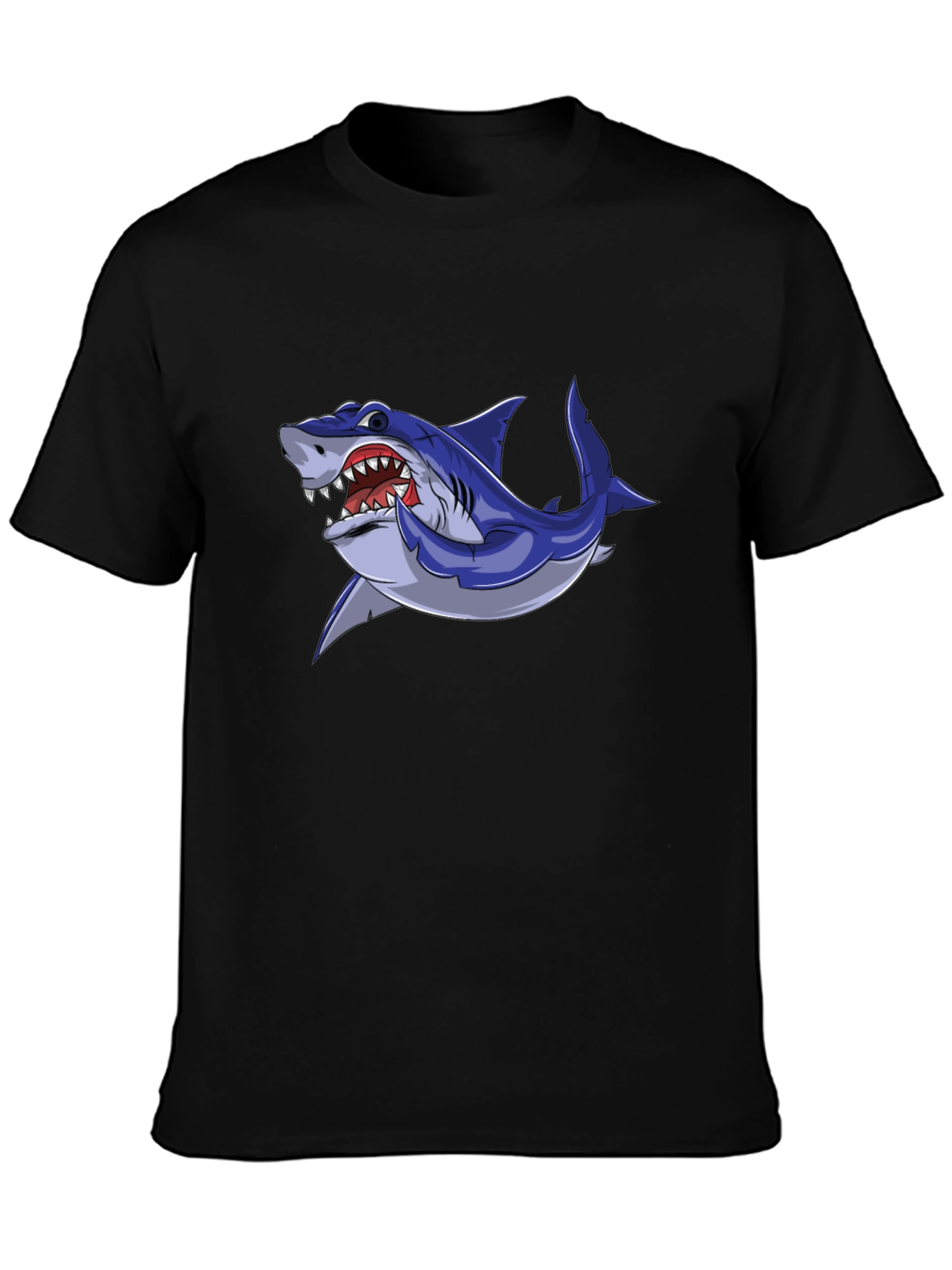 Black Cool Shark Graphic Tee - Black Cotton Blend view 3