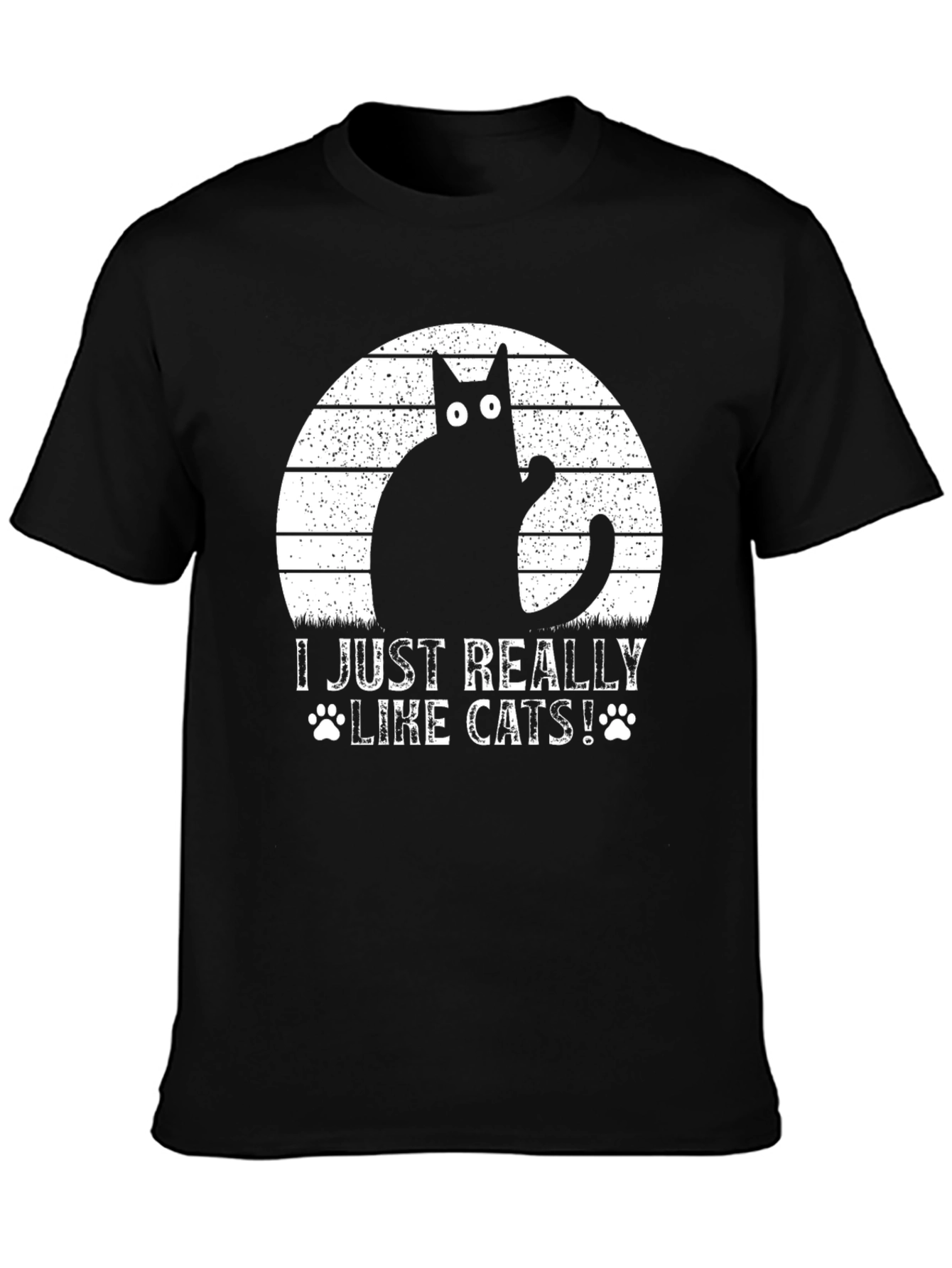 Black I Just Really Like Cats Black T-Shirt  view 3