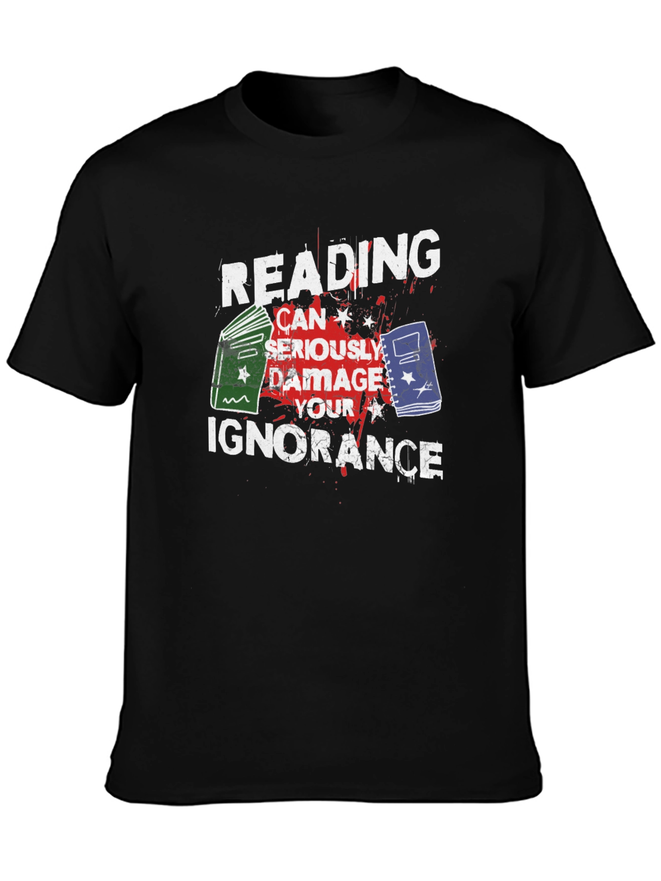 Black Reading Damage Ignorance Graphic Tee view 3