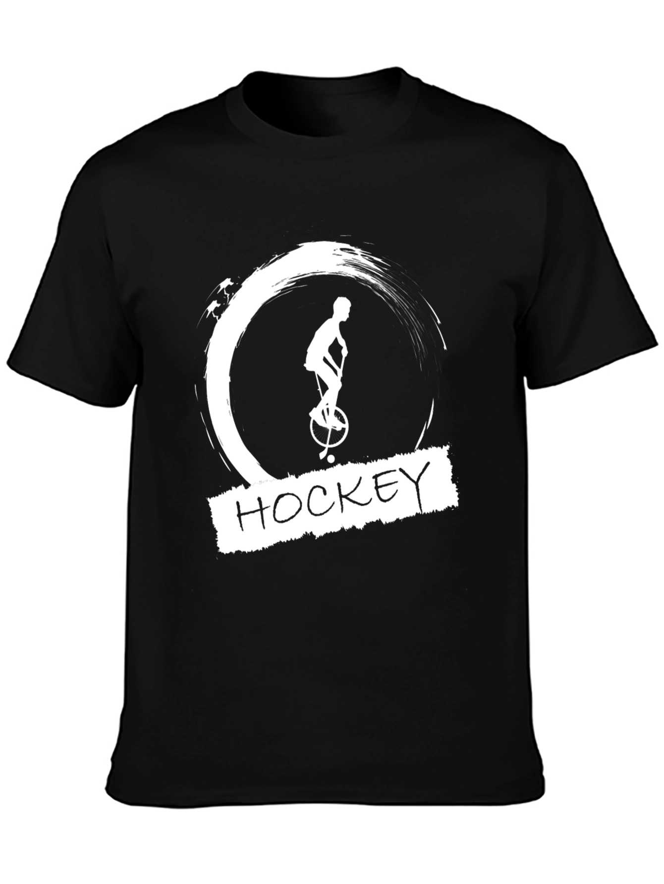 Black Hockey Unicycle Graphic Tee - Unique Black T-Shirt view 3