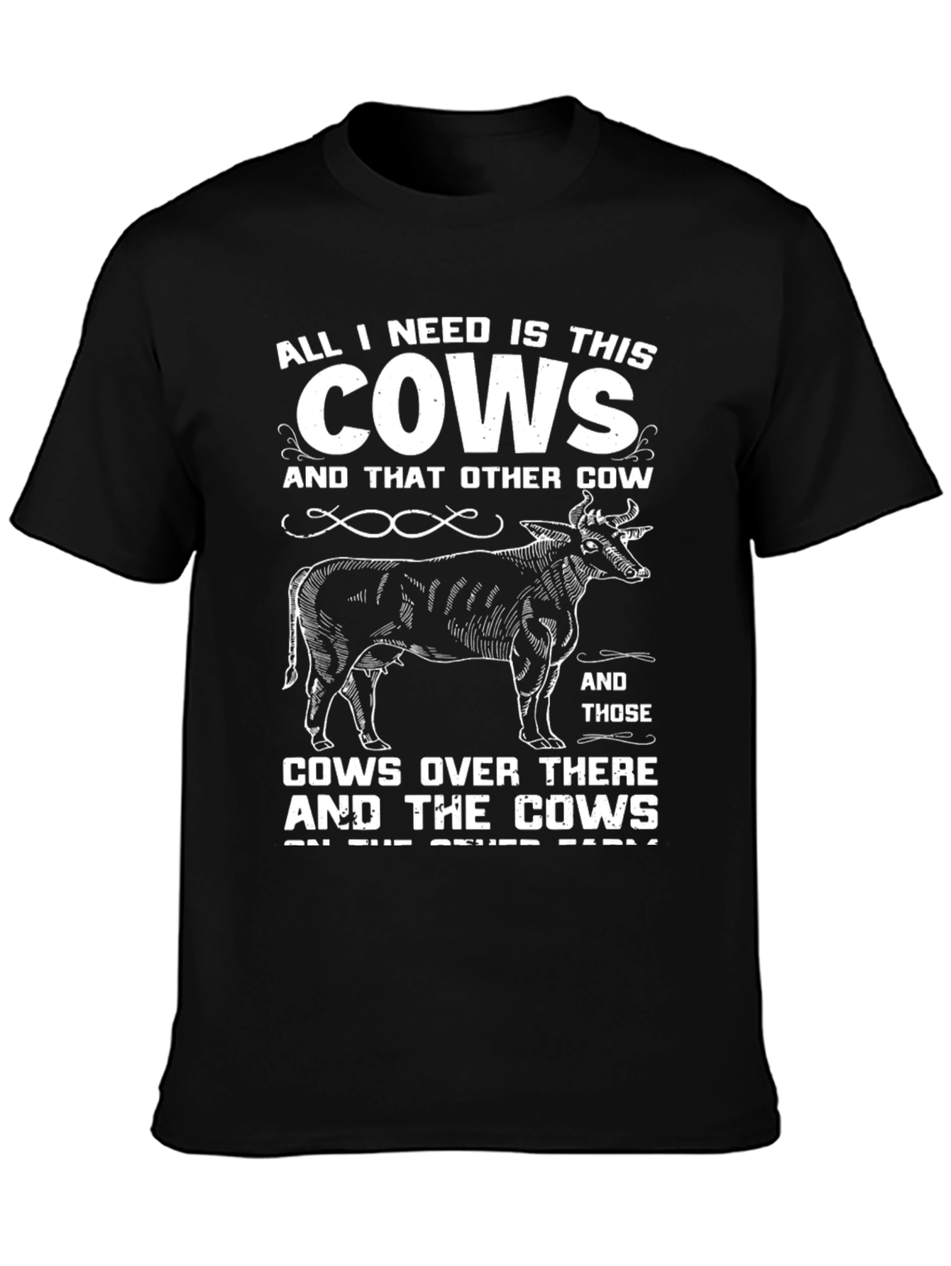 Black Funny Cow Lover T-Shirt, All I Need Is This Cows Tee view 3