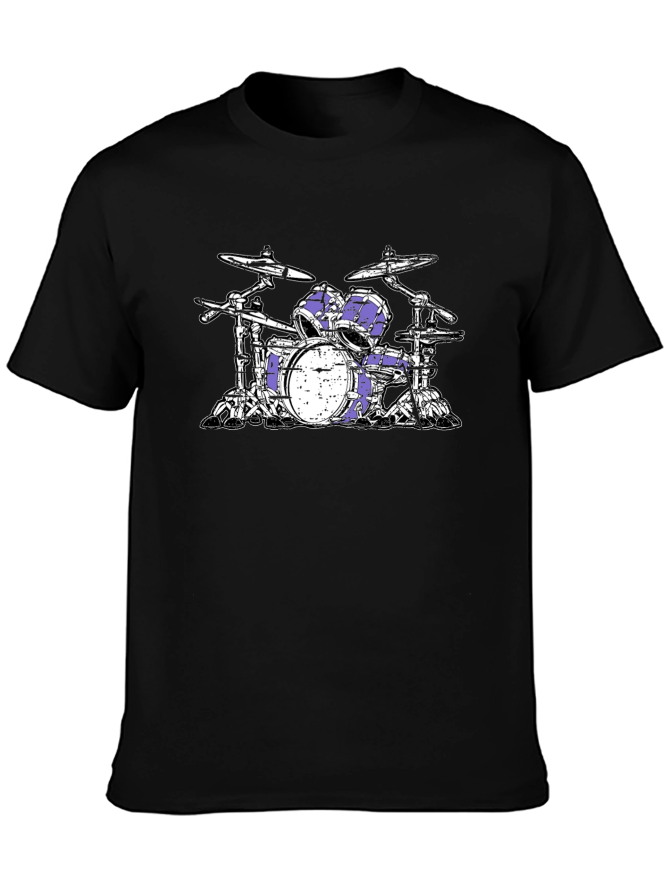 Black Drum Kit T-Shirt - Black Cotton Graphic Tee view 3
